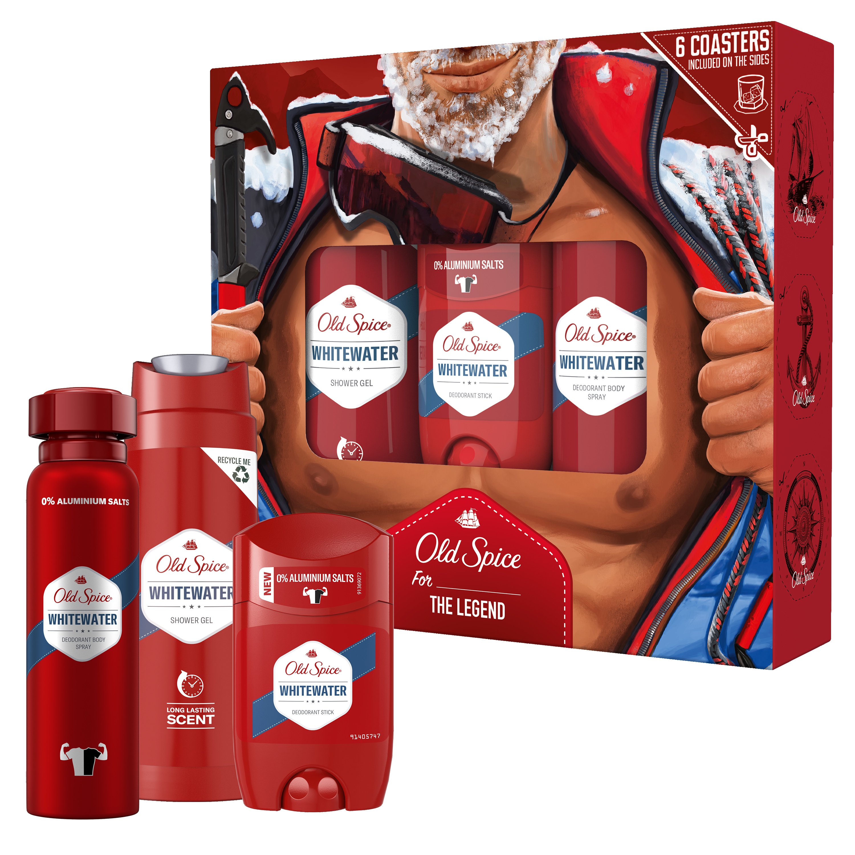 Old Spice Whitewater Set Πακέτο Περιποίησης της Ανδρικής Επιδερμίδας με Αποσμητικό Stick, Αφρόλουτρο & Body Spray