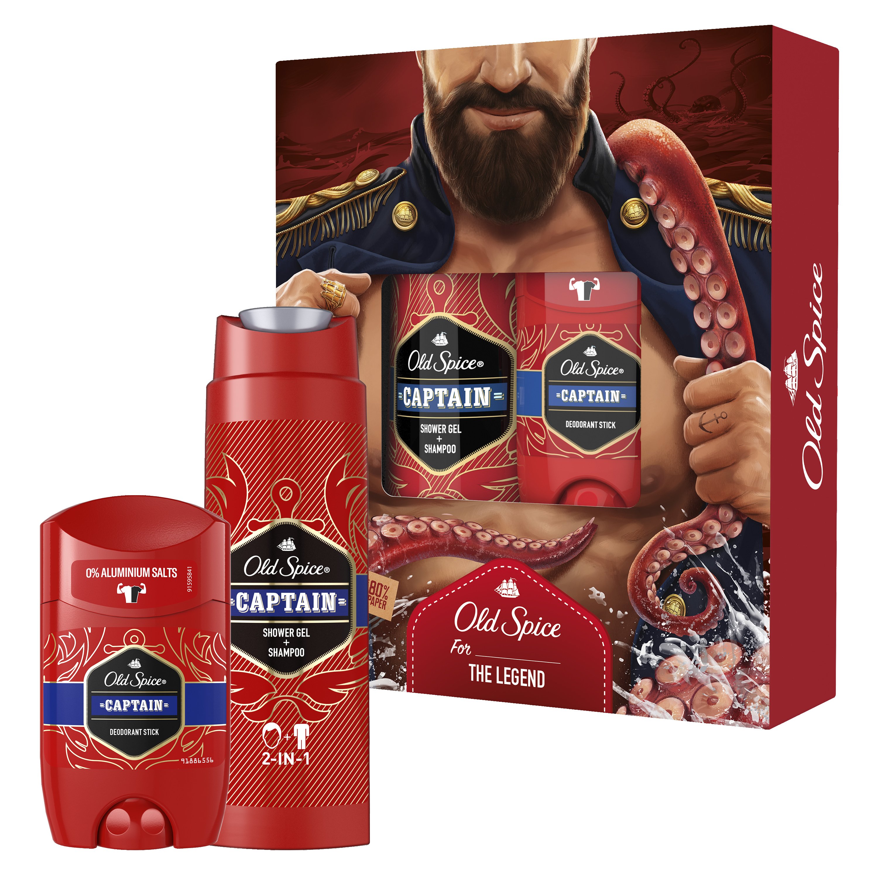 Old Spice Set Captain Deodorant Stick 50ml & Captain Shower Gel and Shampoo 250ml
