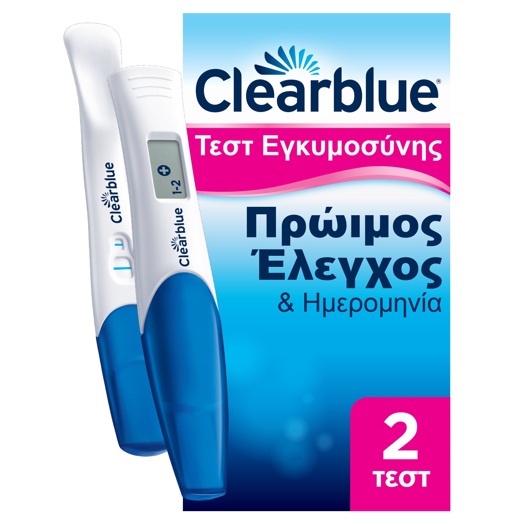 Clearblue Combo Pack Συνδυασμένη Συσκευασία Πρώιμος Έλεγχος & Ημερομηνία Τεστ Εγκυμοσύνης 2 Τεμάχια