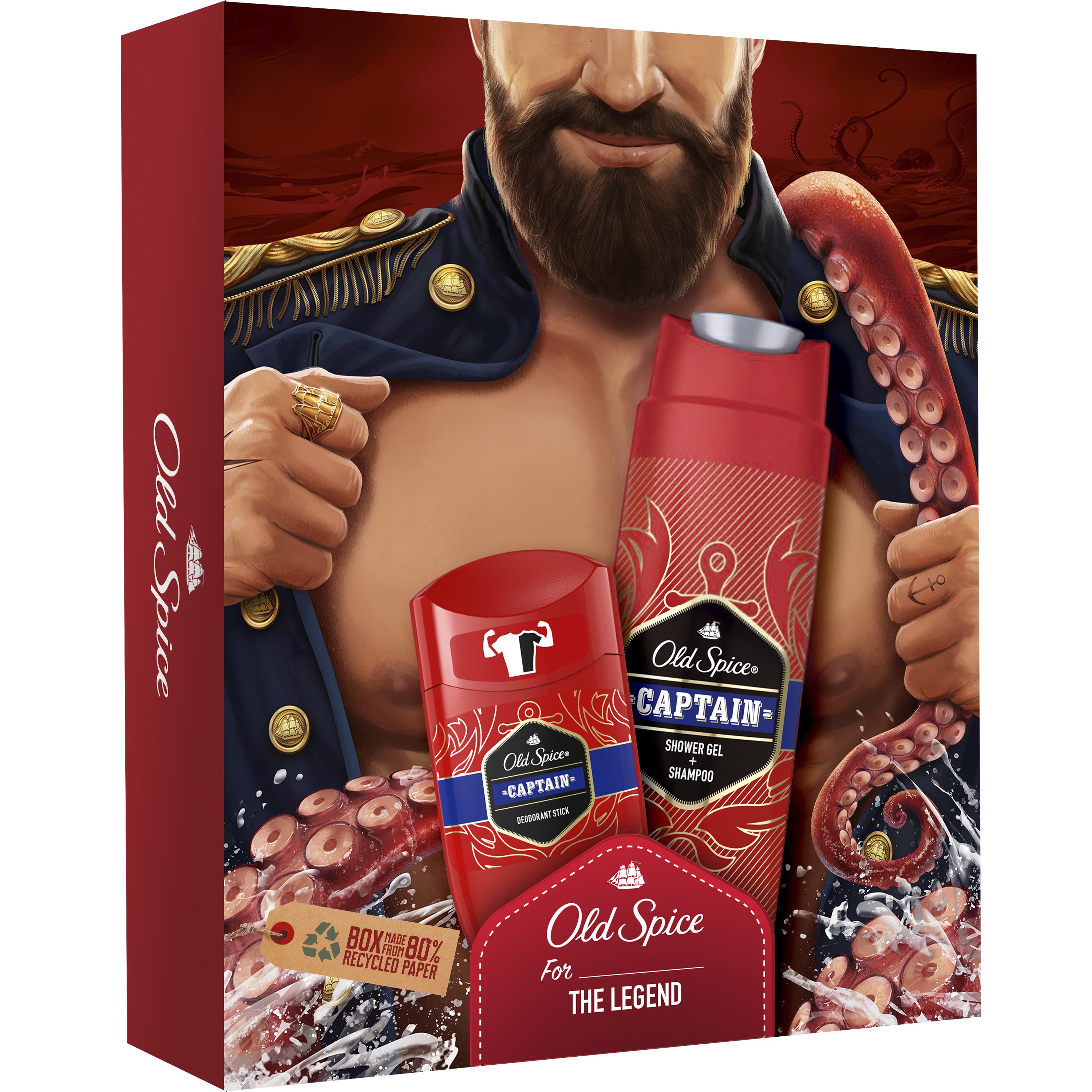 Old Spice Promo Set Captain Deodorant Stick Αποσμητικό Στικ για Άνδρες 50ml & Shower Gel – Shampoo Ανδρικό Αφρόλουτρο, Σαμπουάν σε Μορφή Gel 250ml