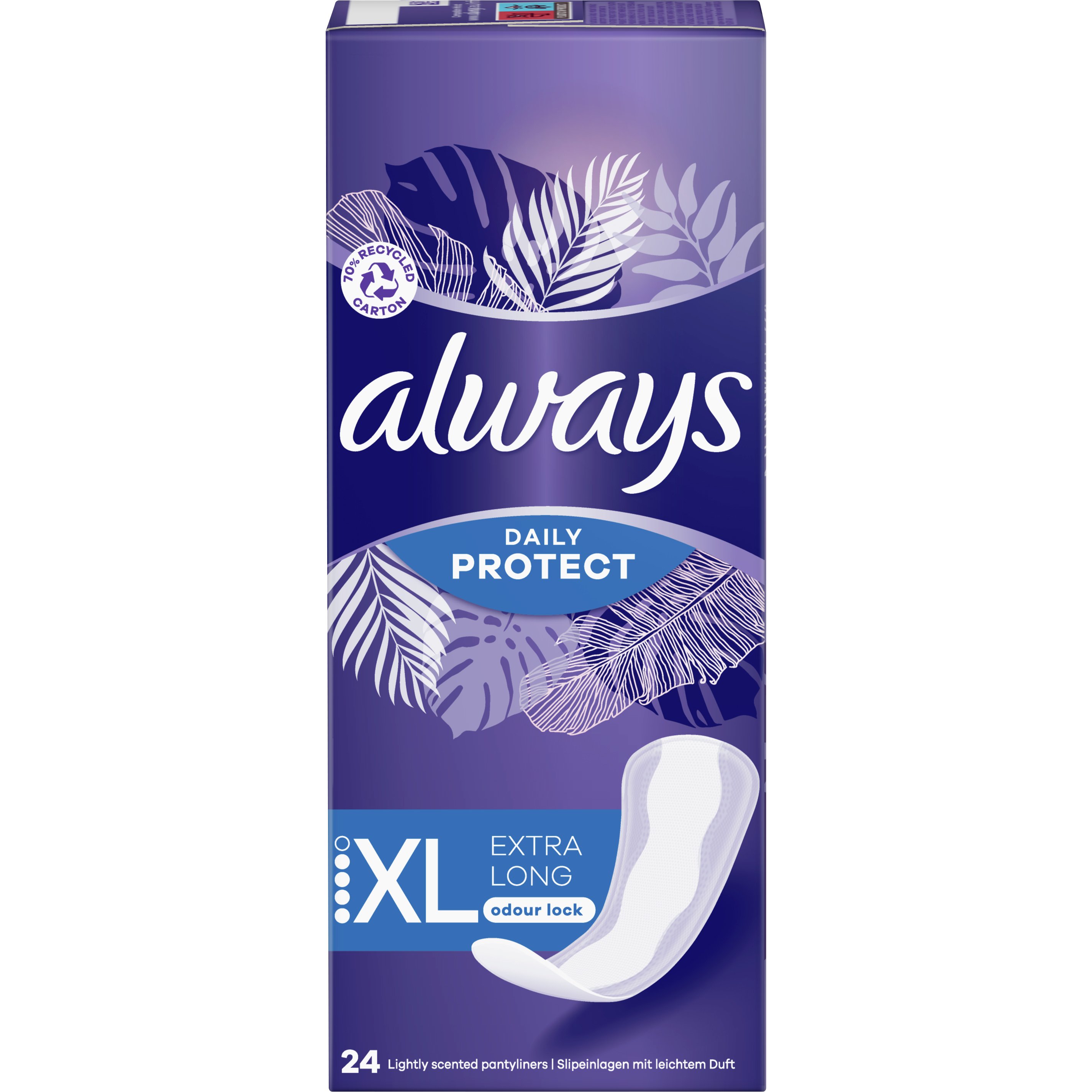 Always Daily Protect Odour Lock XL Σερβιετάκια με Μεγαλύτερο Μήκος & Πλάτος για Επιπλέον Προστασία 24 Τεμάχια 