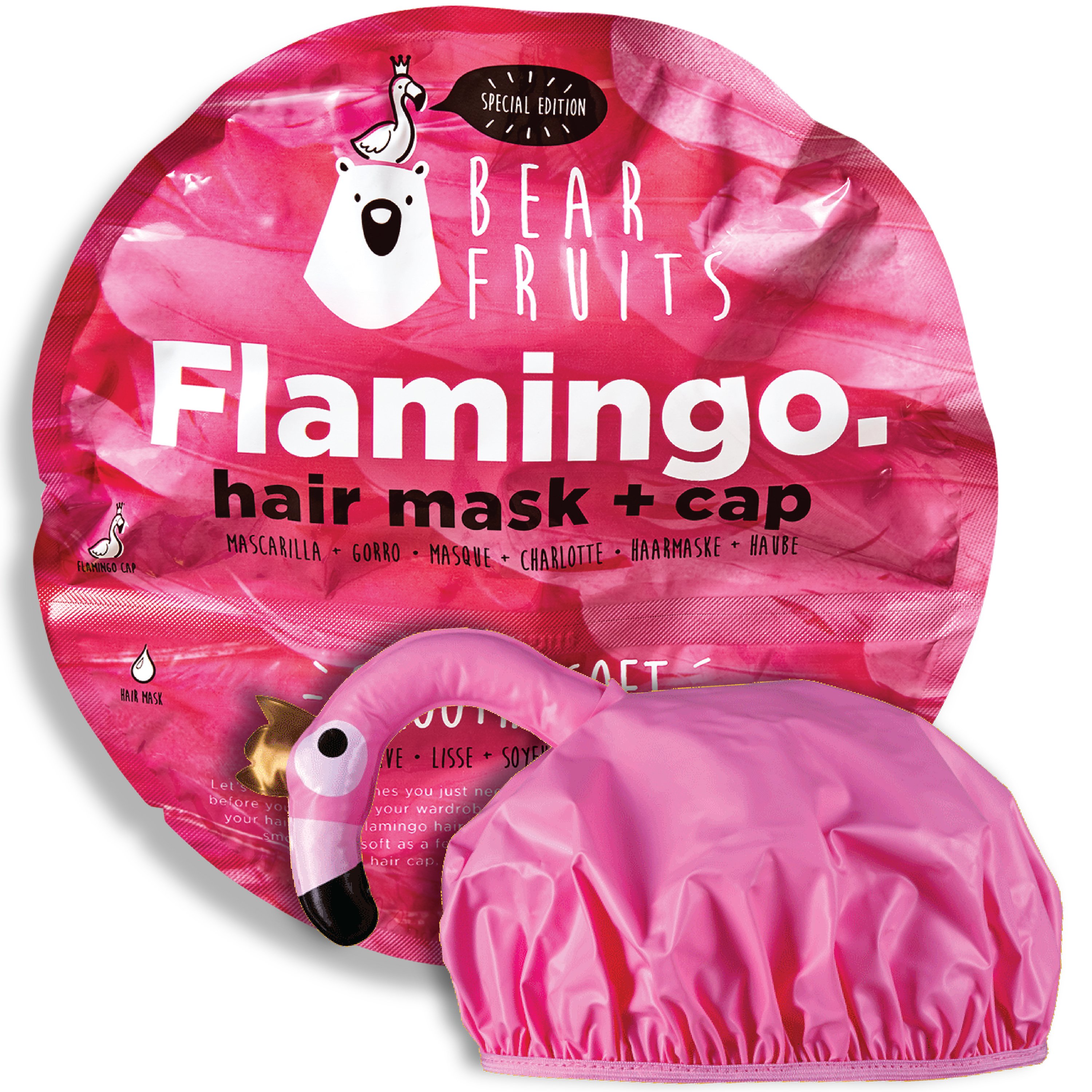 Bear Fruits Flamingo Smooth & Soft Hair Mask Μάσκα Περιποίησης με Έλαιο Argan & Αλόη για Μαλακά & Απαλά Μαλλιά 20ml & Σκουφάκι Εφαρμογής 1 Τεμάχιο