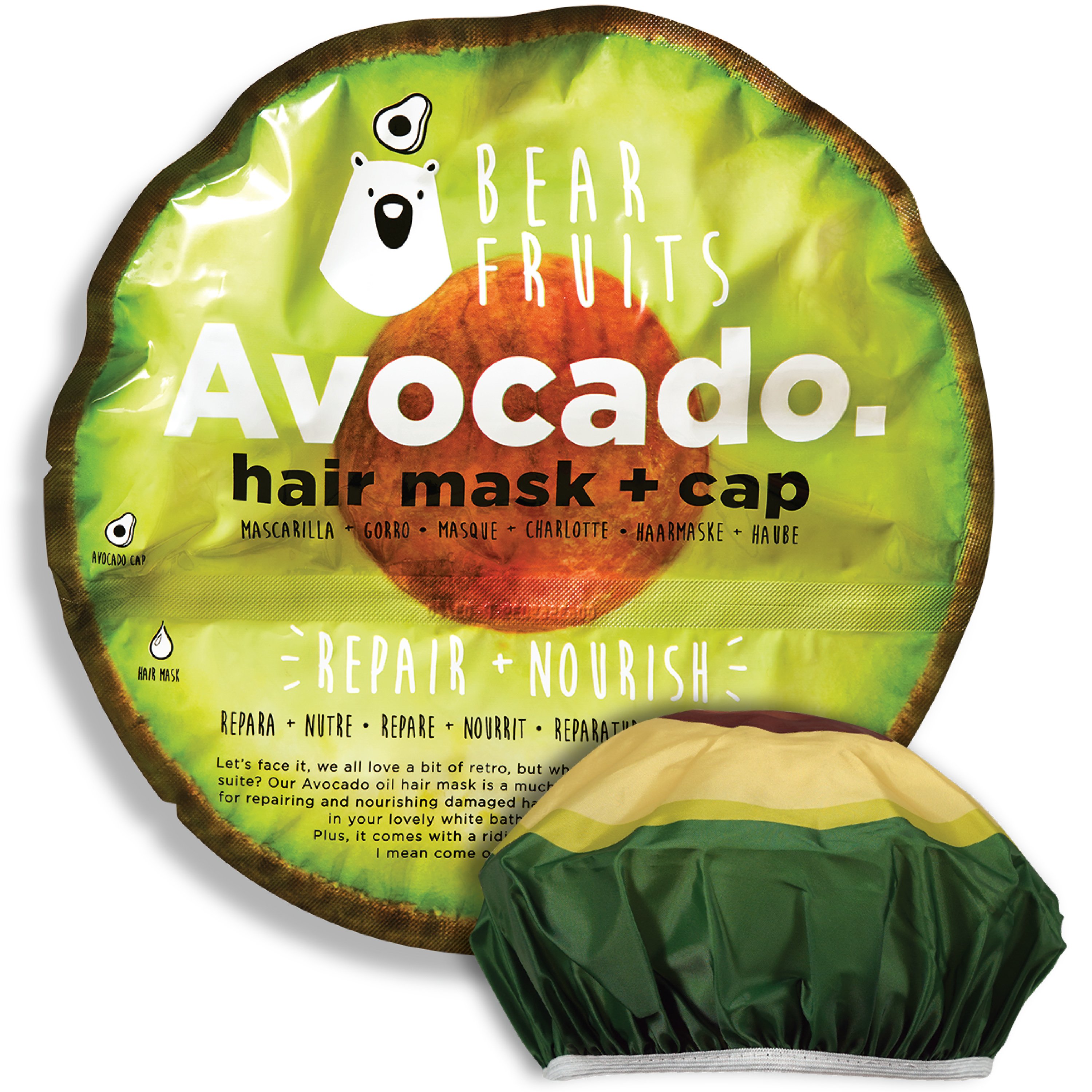 Bear Fruits Avocado Repair & Nourish Hair Mask Μάσκα Επανόρθωσης & Περιποίησης Μαλλιών με Αβοκάντο 20ml & Σκουφάκι Εφαρμογής 1 Τεμάχιο