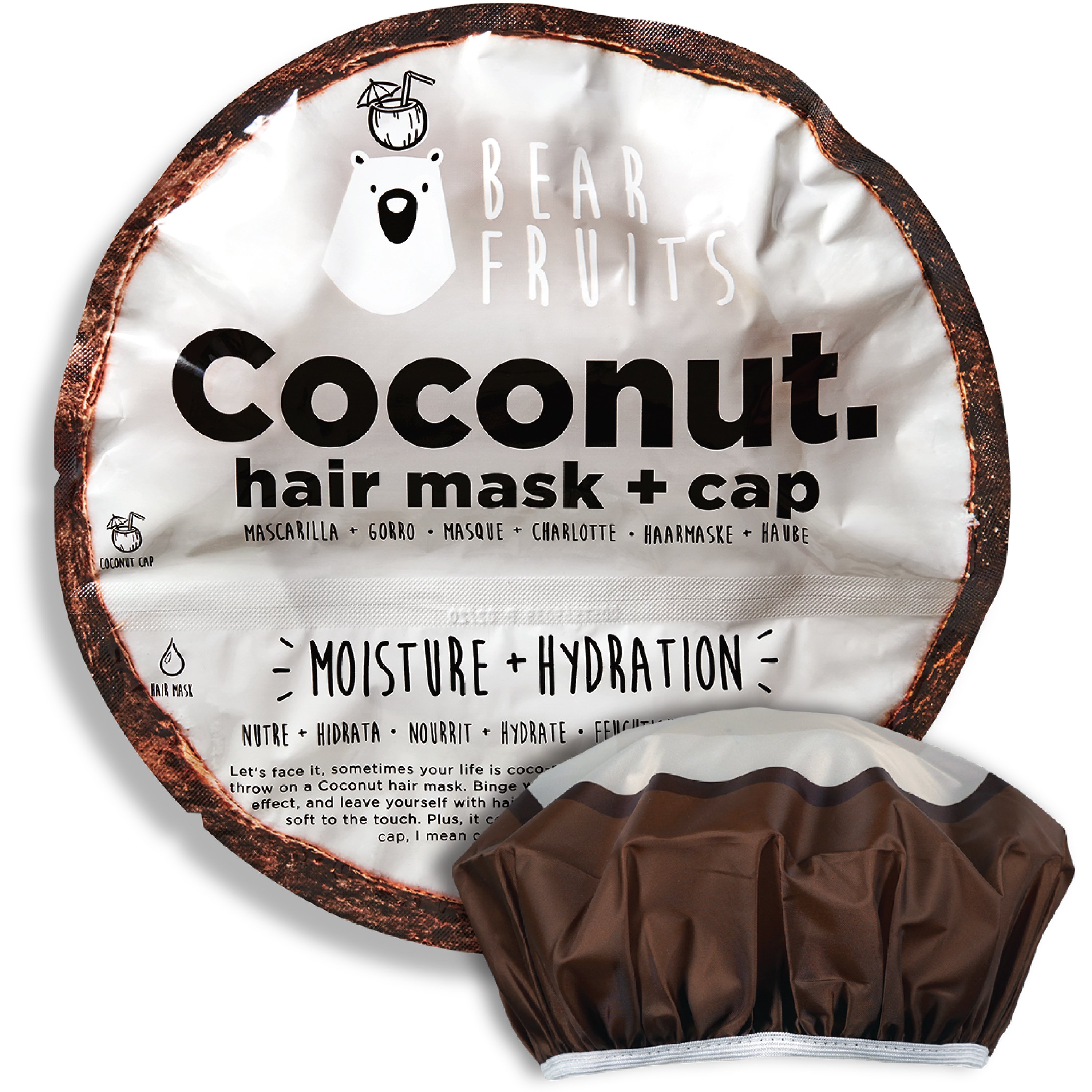 Bear Fruits Coconut Moisture & Hydration Hair Mask Μάσκα Μαλλιών για Φυσική Υγρασία & Ενυδάτωση 20ml & Σκουφάκι Εφαρμογής 1 Τεμάχιο