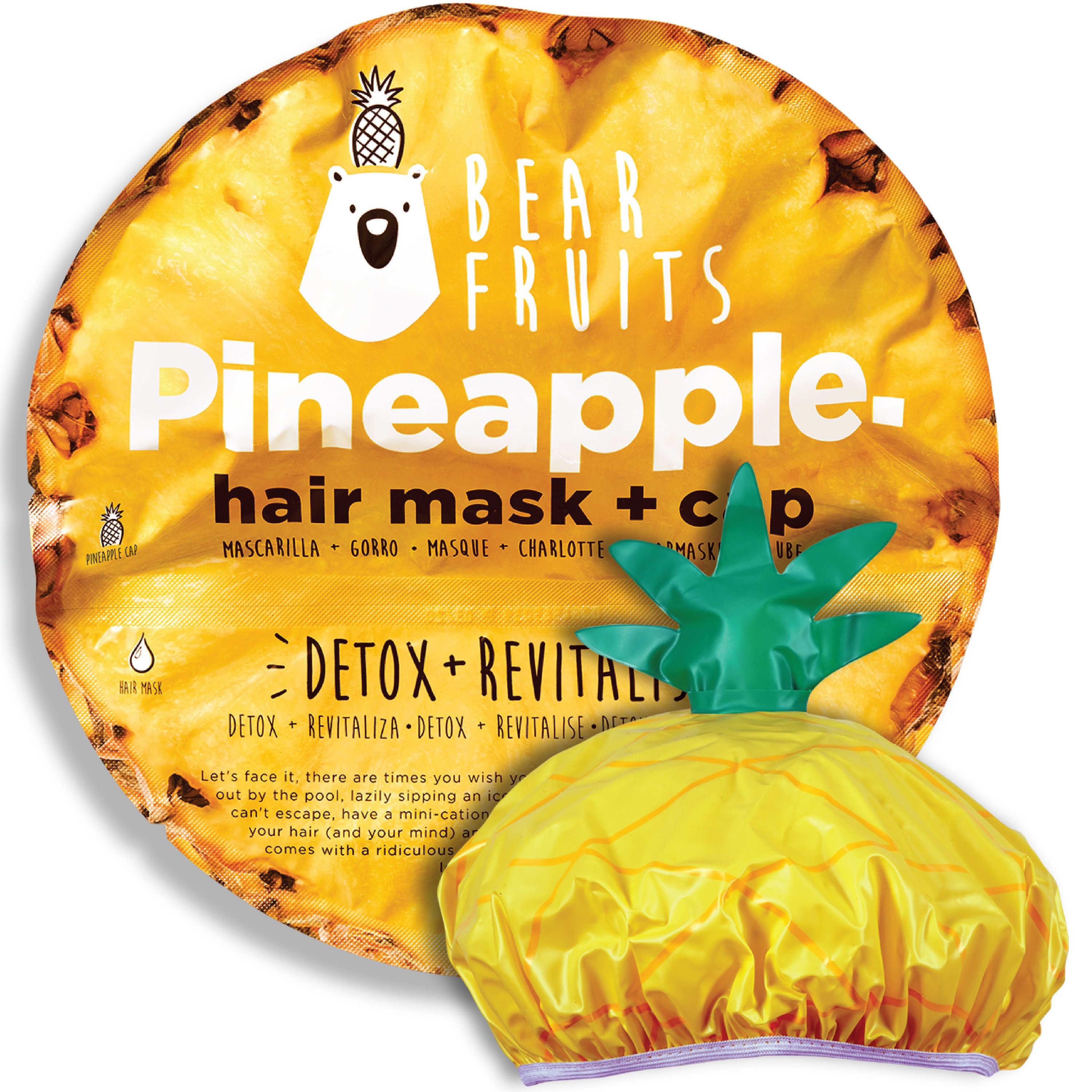 Bear Fruits Pineapple Detox & Revitalise Hair Mask Μάσκα Μαλλιών για Αποτοξίνωση & Ανανέωση 20ml & Σκουφάκι Εφαρμογής 1 Τεμάχιο