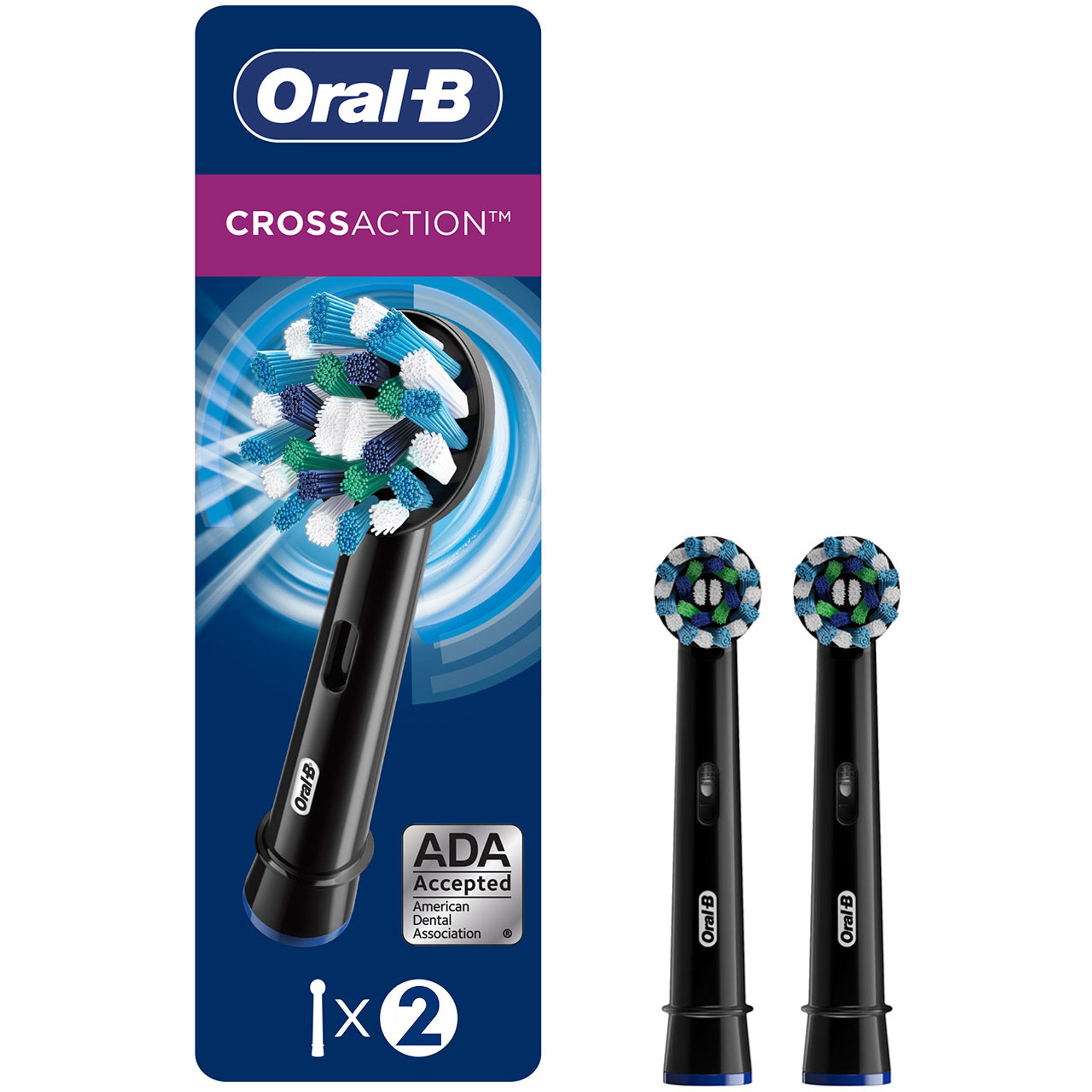 Oral-B Oral-B Pro Cross Action Electric Toothbrush Head Black Replacement Ανταλλακτικές Κεφαλές Ηλεκτρικής Οδοντόβουρτσας για Αφαίρεση της Πλάκας, Προστασία των Ούλων 2 Τεμάχια