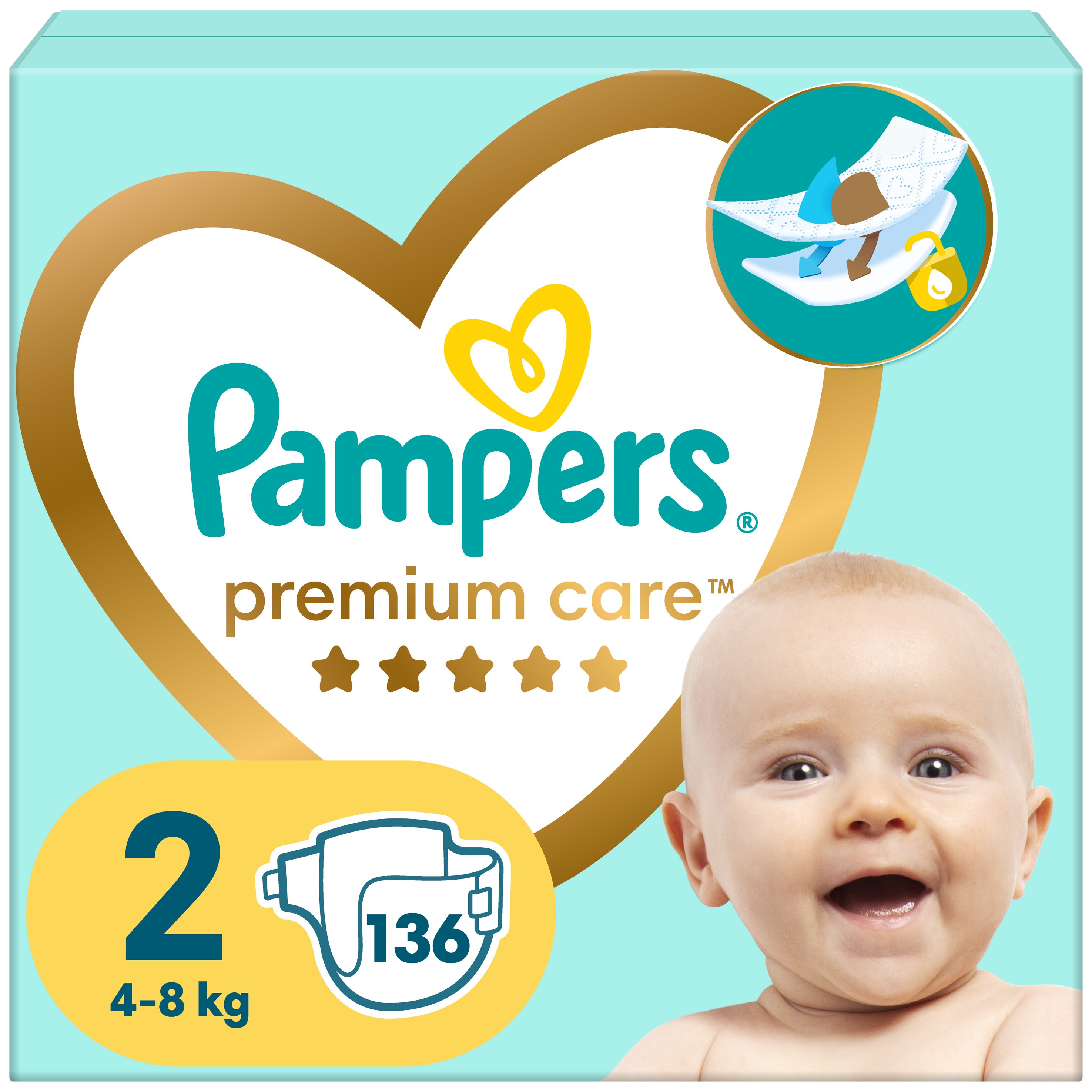 Pampers Premium Care Πάνες No 2 (4-8kg) 136 πάνες