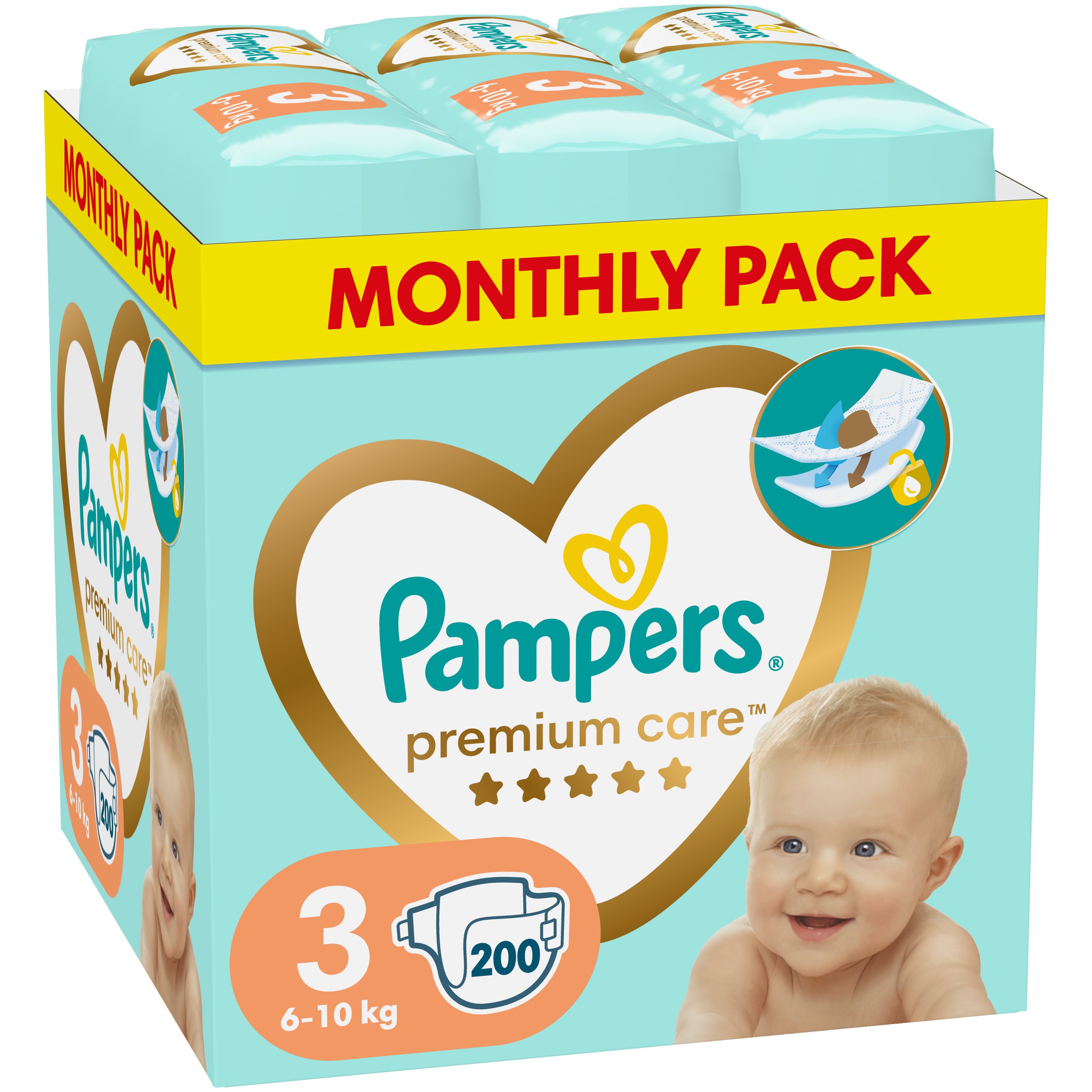 Pampers Premium Care Monthly Pack Νο3 (6-10kg) 200 πάνες
