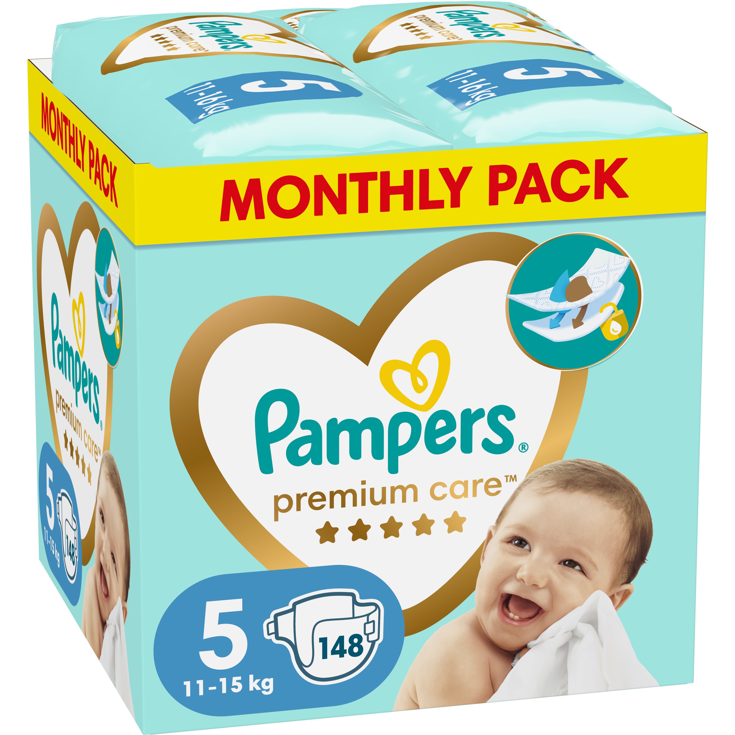 Pampers Pampers Premium Care Monthly Pack No5 (11-16kg) 148 Πάνες (2x74 Πάνες)
