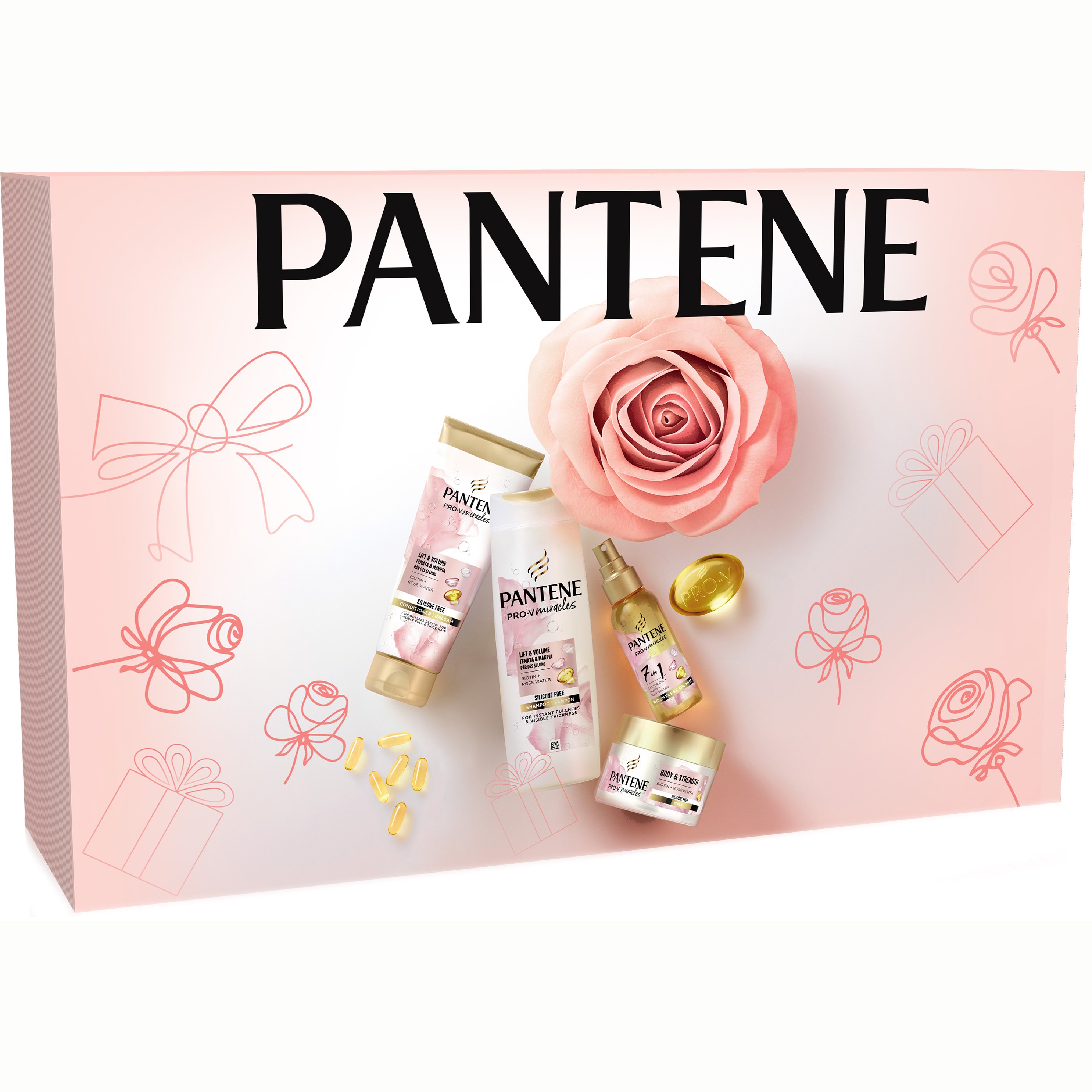Pantene Promo Set Pro-V Miracles Lift & Volume Shampoo 300ml, Hair Conditioner 200ml, Hair Mask 160ml & 7in1 Leave-in Hair Oil Mist 100ml