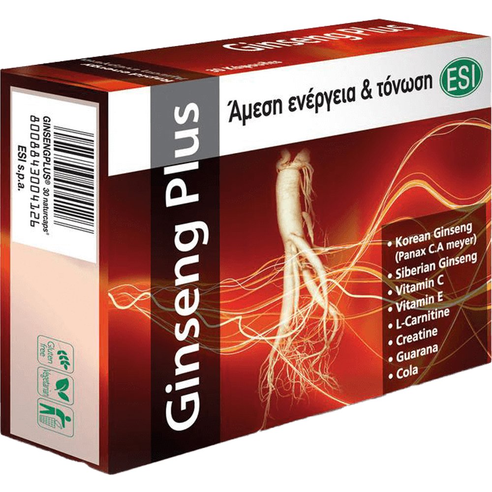 Esi Ginseng Plus Συμπλήρωμα Διατροφής Εκχυλίσματος Ginseng, Βιταμινών & Αμινοξέων για Άμεση Τόνωση & Ενέργεια 30caps