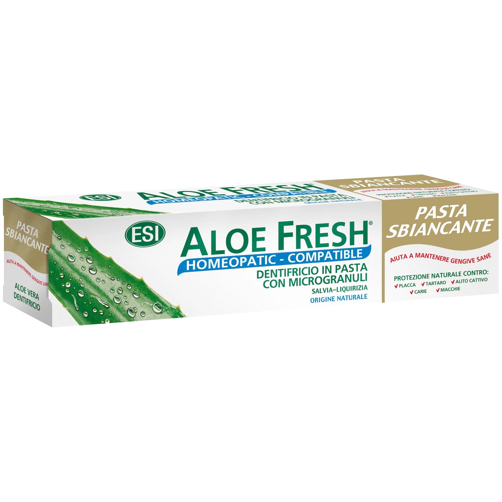Esi Aloe Fresh Whitening Toothpaste Λευκαντική Οδοντόκρεμα για Πρόληψη Τερηδόνας & Ουλίτιδας, Κατάλληλη για Ομοιοπαθητική 100ml