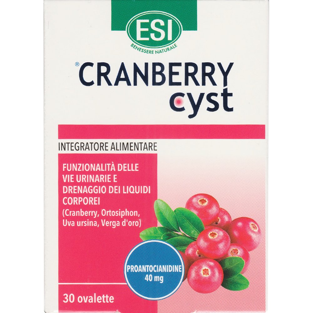 ESI Esi Cranberry Cyst Συμπλήρωμα Διατροφής Εκχυλίσματος Καρπών Cranberry & Βοτάνων για την Καλή Λειτουργία του Ουροποιητικού & Αντιμετώπιση της Κατακράτησης Υγρών 30tabs