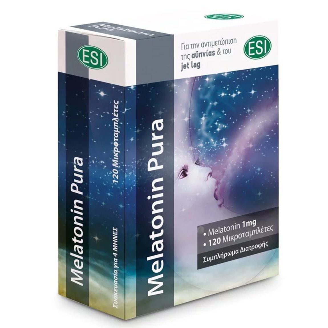 ESI Esi Melatonin Pura 1mg Συμπλήρωμα Διατροφής για την Αντιμετώπιση της Αϋπνίας & του Jet Lag 120tabs