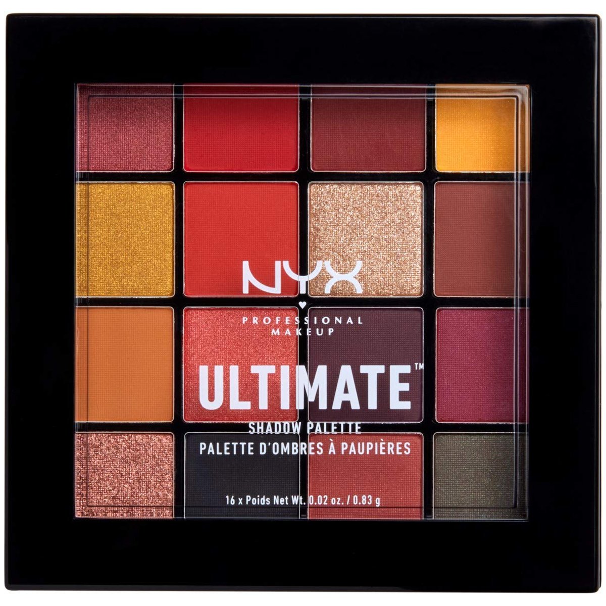 Nyx Ultimate Shadow Palette Παλέτα Επαγγελματικού Επιπέδου Εξοπλισμένη με 16 Σκιές Υψηλής Απόδοσης 1 Τεμάχιο – Phoenix