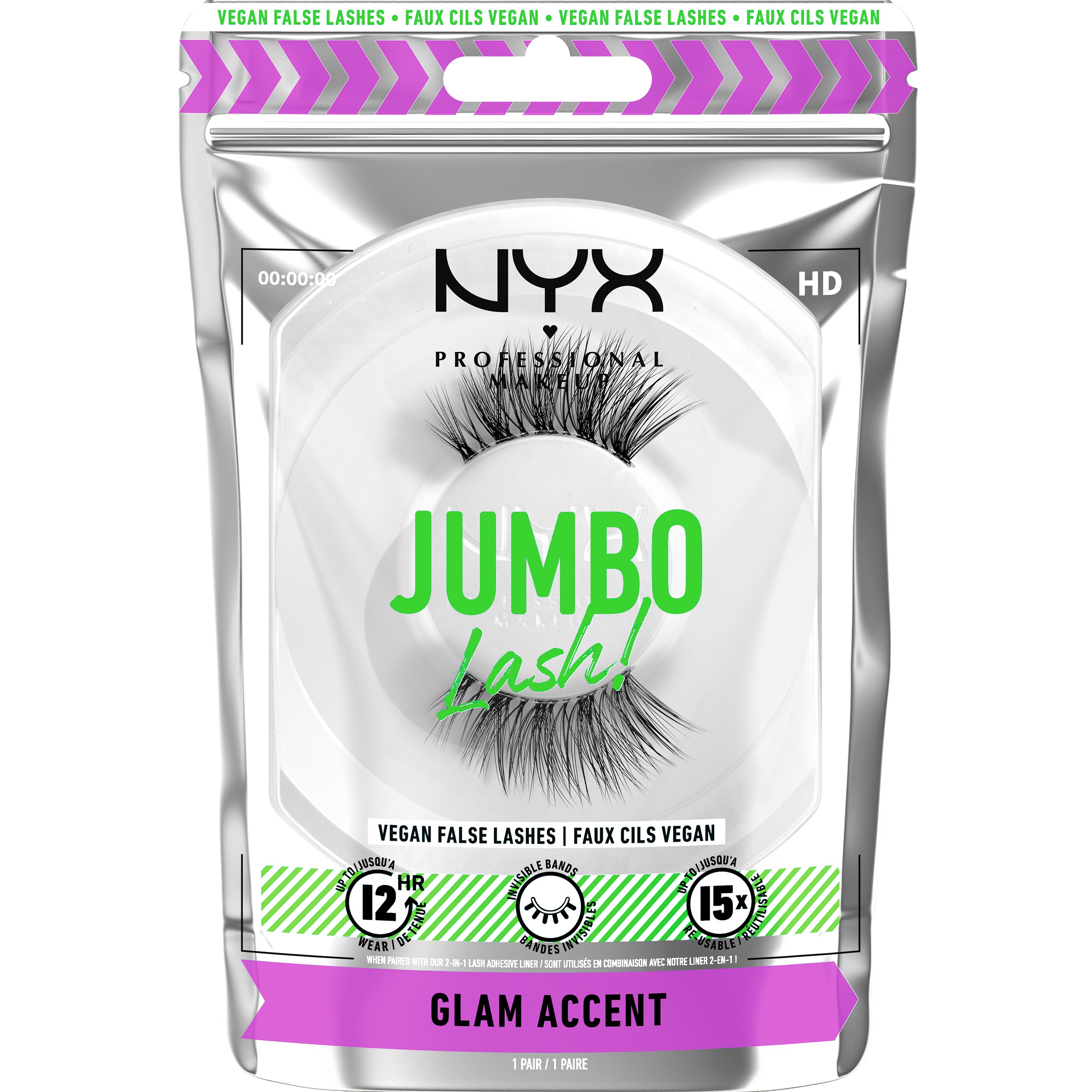 NYX Professional Makeup NYX Professional Makeup Jumbo Lash! Vegan False Lashes Ψεύτικες Βλεφαρίδες για Καθηλωτικό Όγκο 1 Τεμάχιο - 06 Glam Accent