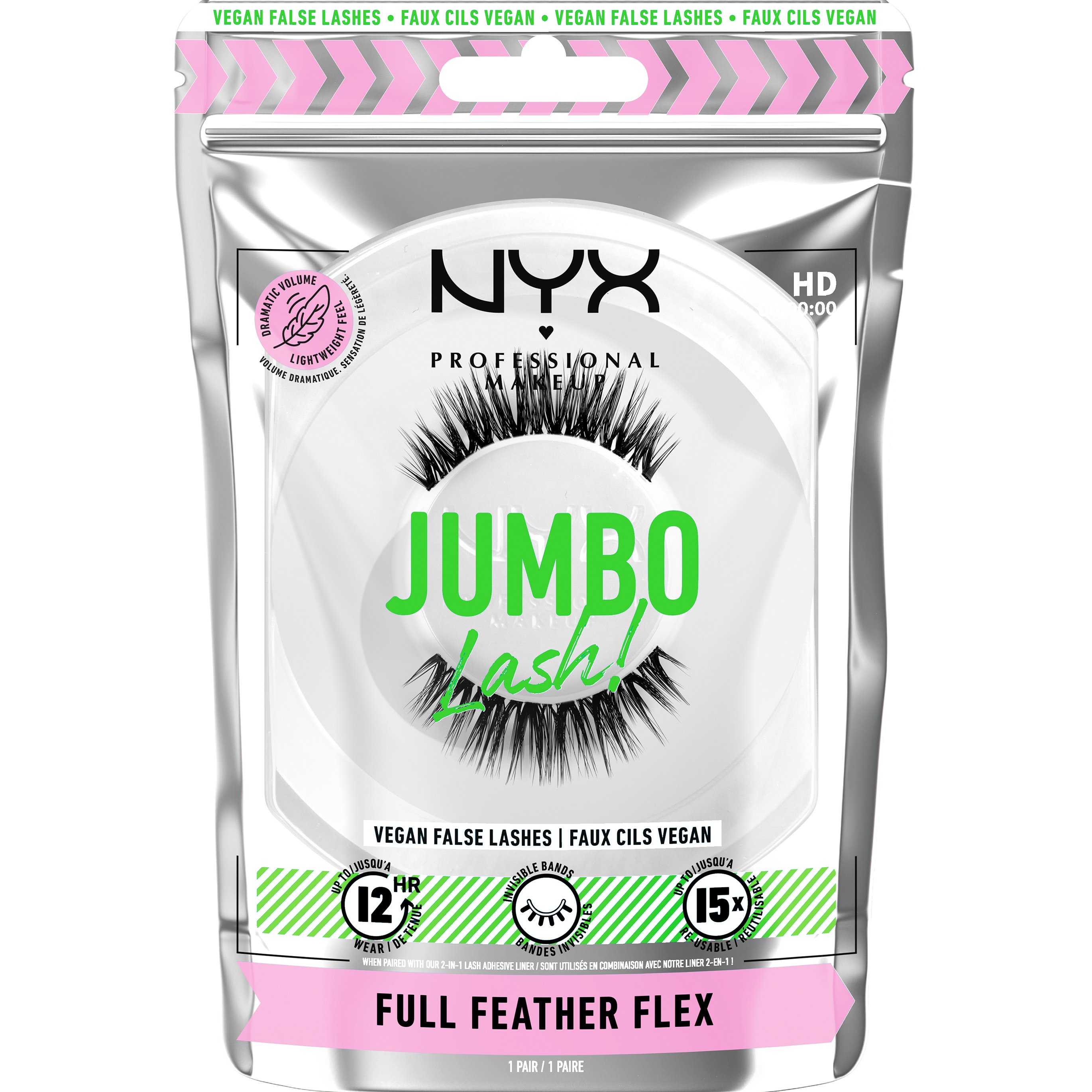 NYX Professional Makeup NYX Professional Makeup Jumbo Lash! Vegan False Lashes Ψεύτικες Βλεφαρίδες για Καθηλωτικό Όγκο 1 Τεμάχιο - 07 Full Feather Flex
