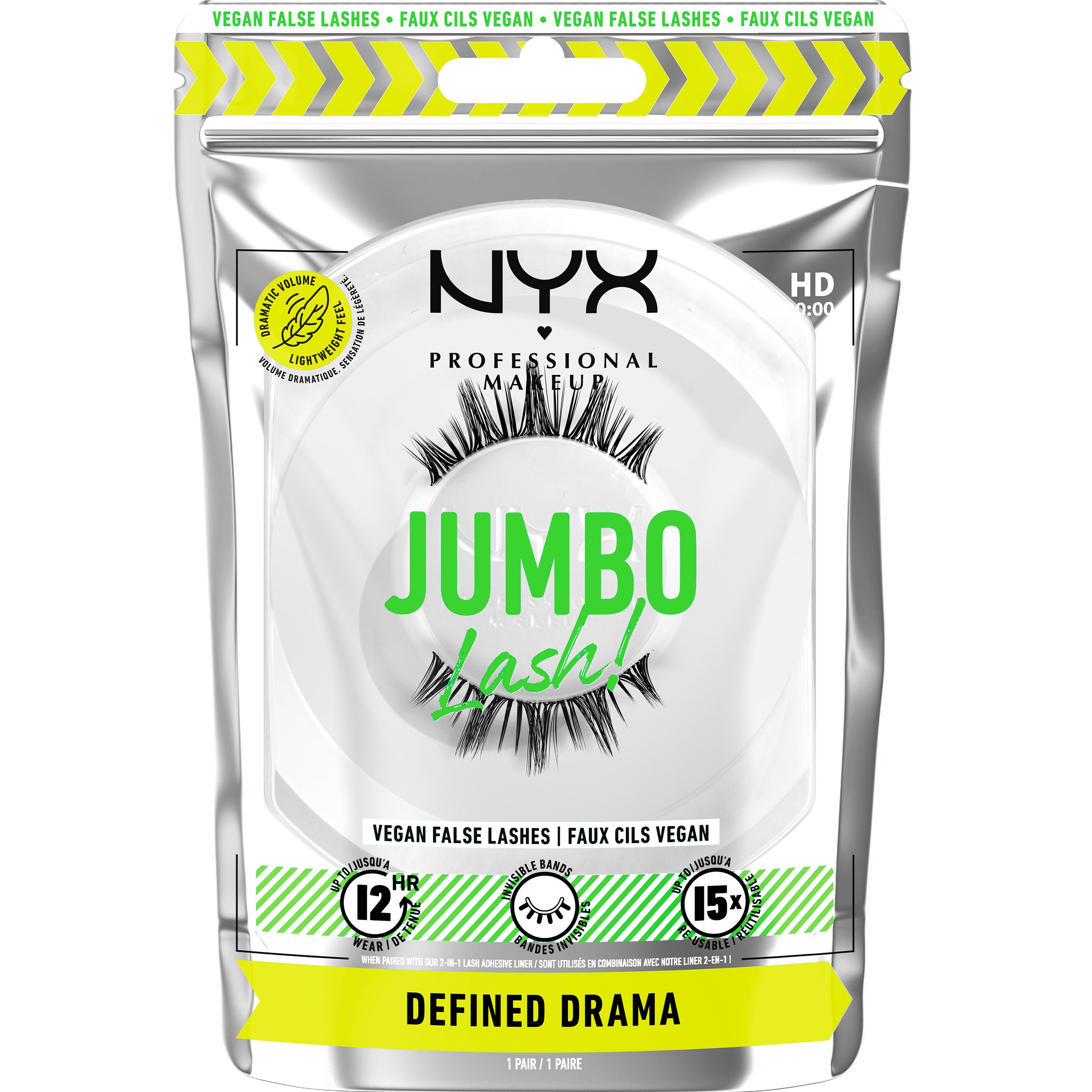 NYX Professional Makeup NYX Professional Makeup Jumbo Lash! Vegan False Lashes Ψεύτικες Βλεφαρίδες για Καθηλωτικό Όγκο 1 Τεμάχιο - 08 Defined Drama