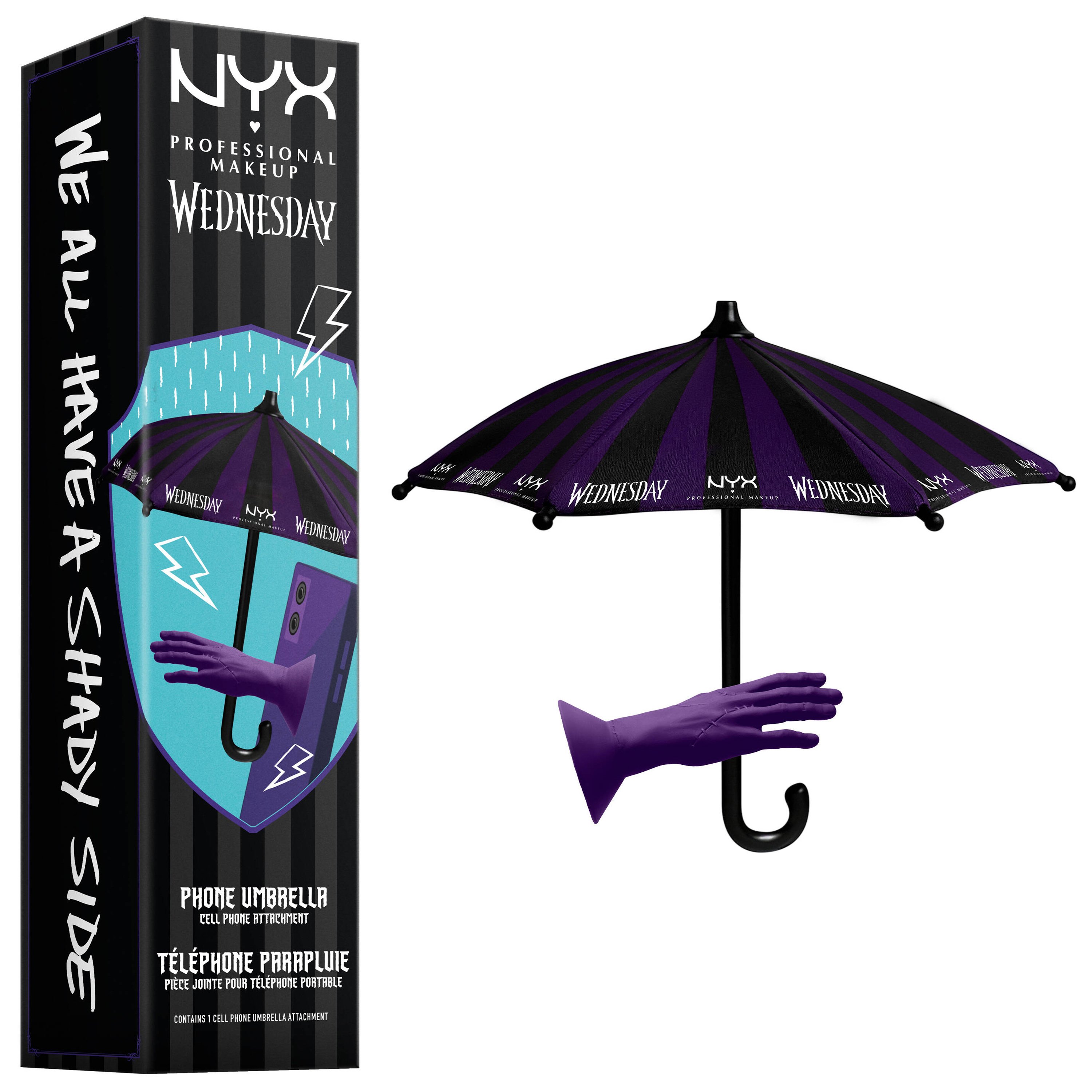 NYX Professional Makeup Nyx Professional Makeup Wednesday Phone Umbrella Μωβ Ομπρέλα Κινητού Εμπνευσμένη από την Σειρά Wednesday 1 Τεμάχιο