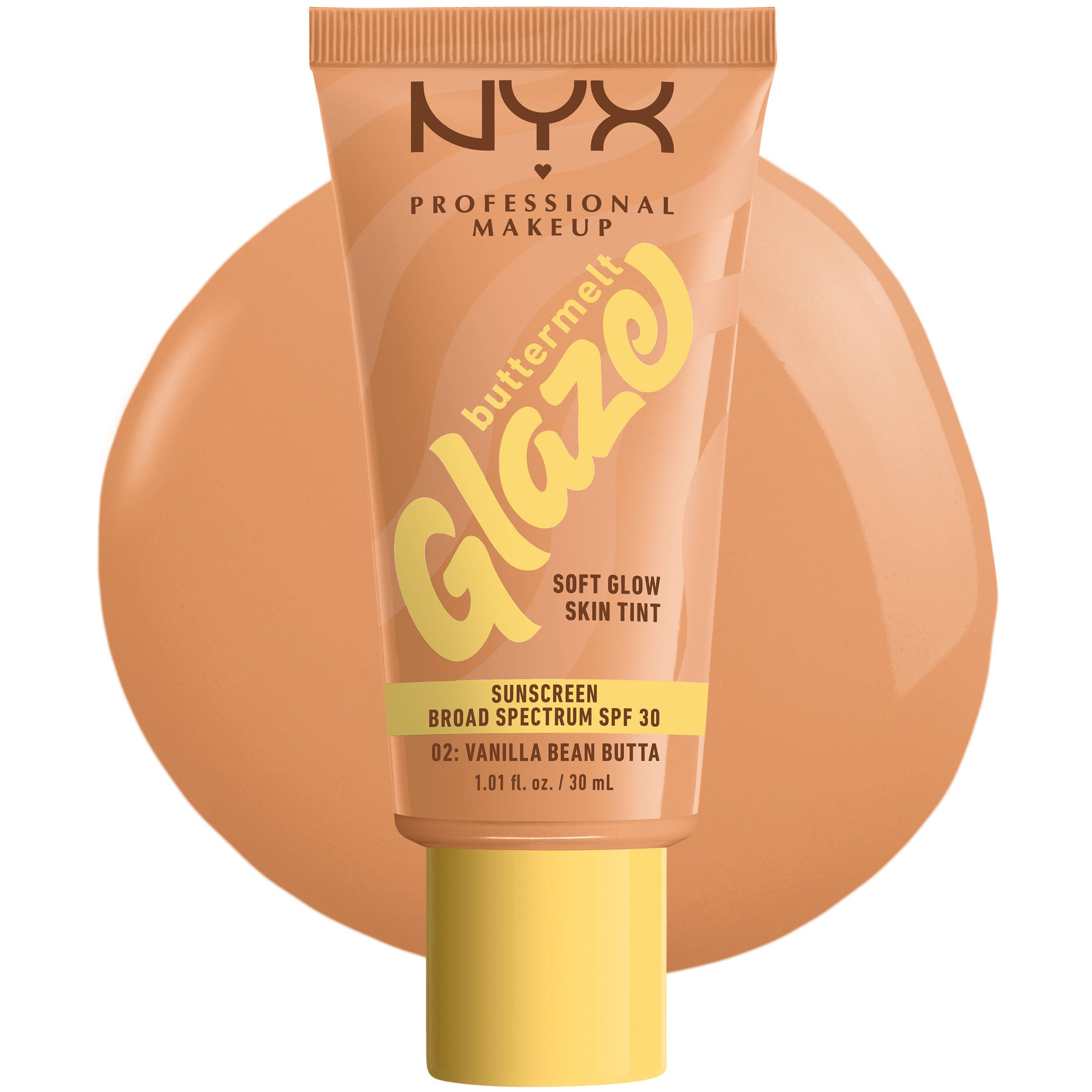 Nyx Professional Makeup Buttermelt Glaze Soft Glow Skin Tint Spf30 Makeup που Προσφέρει Λάμψη Υψηλής Προστασίας 30ml - 02 Vanilla Bean Butta