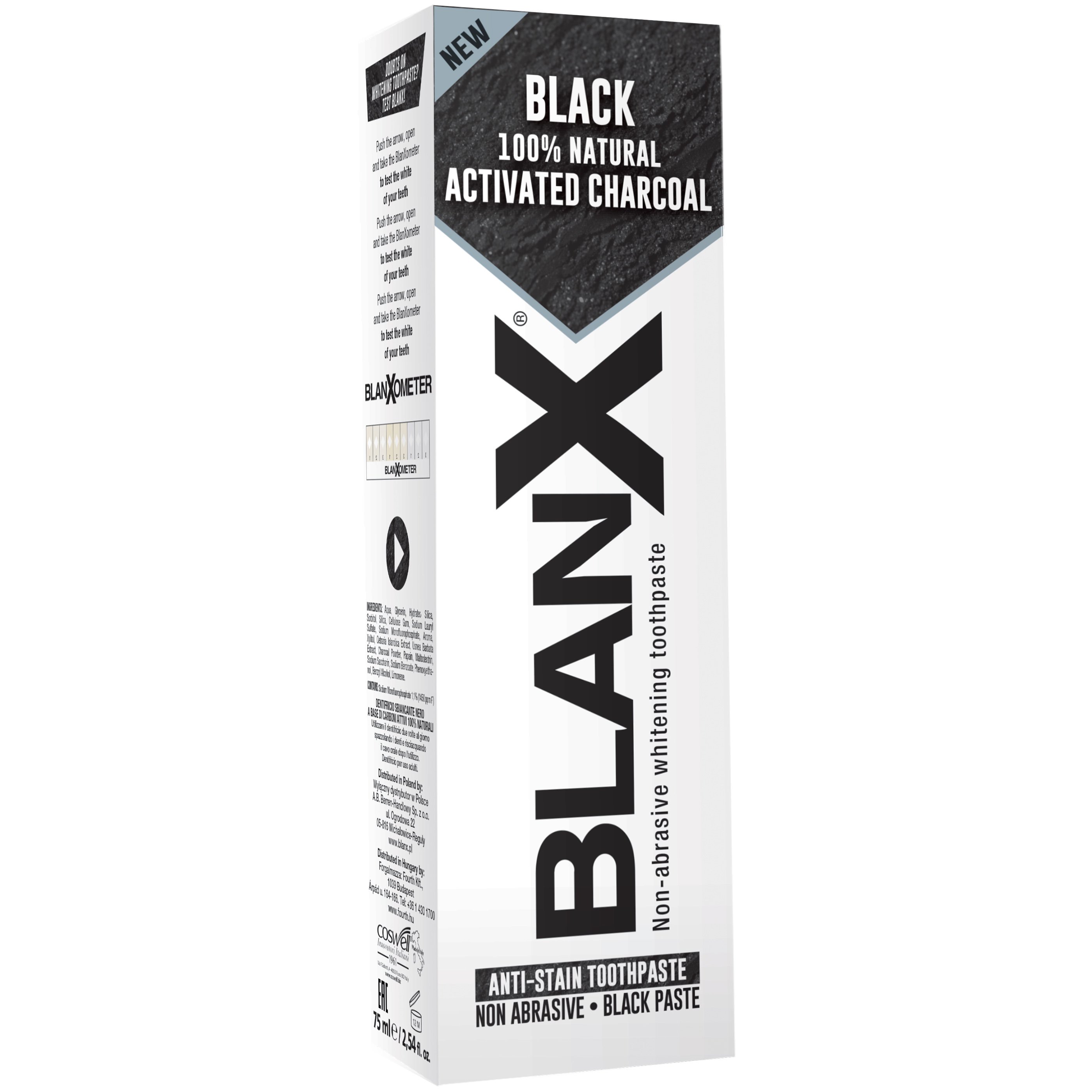 BlanX Black 100% Natural Activated Charcoal Λευκαντική Οδοντόκρεμα με Φυσικό Ενεργό Άνθρακα 75ml