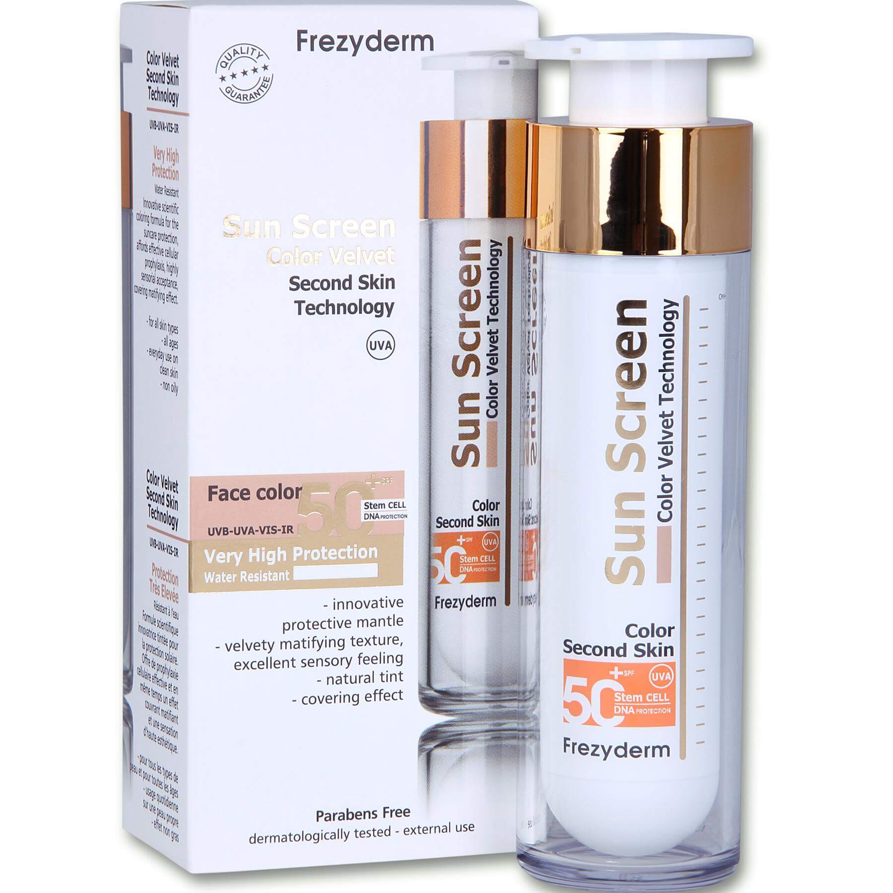 Sun Screen Color Velvet Face Cream Spf50+, 50ml – Frezyderm,Αντηλιακή Προσώπου με Χρώμα, Πολύ Υψηλής Προστασίας & Βελούδινης Υφή