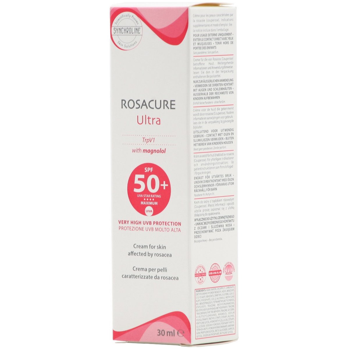 Synchroline Synchroline Rosacure Ultra Cream with Magnolol Spf50+ Ενυδατική Κρέμα Ημέρας Προσώπου, Πολύ Υψηλής Αντηλιακής Προστασίας Κατά της Ερυθρότητας 30ml