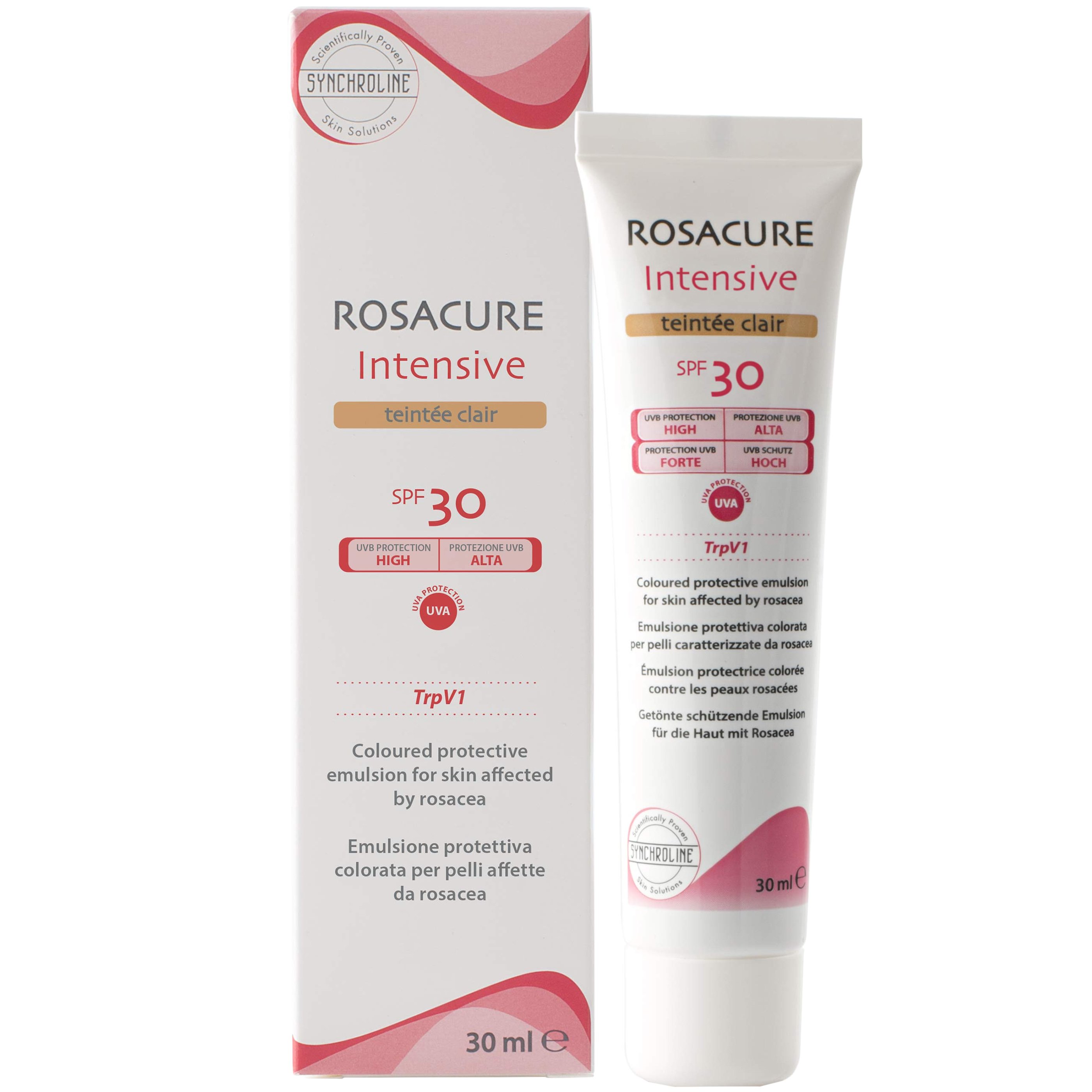 Synchroline Rosacure Intensive Cream Teintee Clair Spf30 Αντηλιακή Κρέμα Προσώπου με Χρώμα για τις Ευαίσθητες σε Ερυθρότητα Επιδερμίδες 30ml