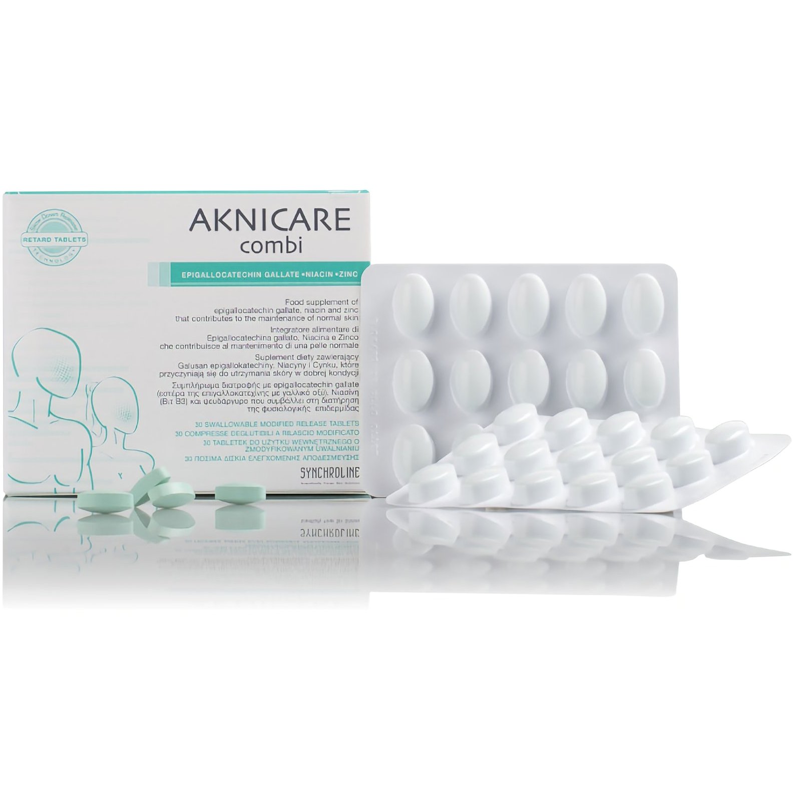 Synchroline Aknicare Combi Συμπλήρωμα Διατροφής που Συμβάλει στην Διατήρηση της Φυσιολογικής Επιδερμίδας 30 Δισκία