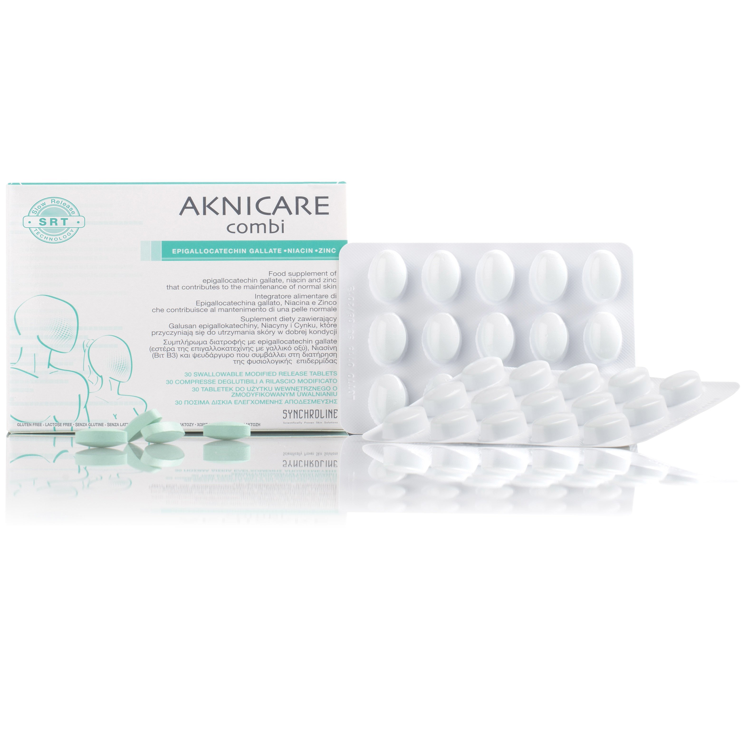 Synchroline Aknicare Combi Συμπλήρωμα Διατροφής που Συμβάλει στην Διατήρηση της Φυσιολογικής Επιδερμίδας 30 Δισκία