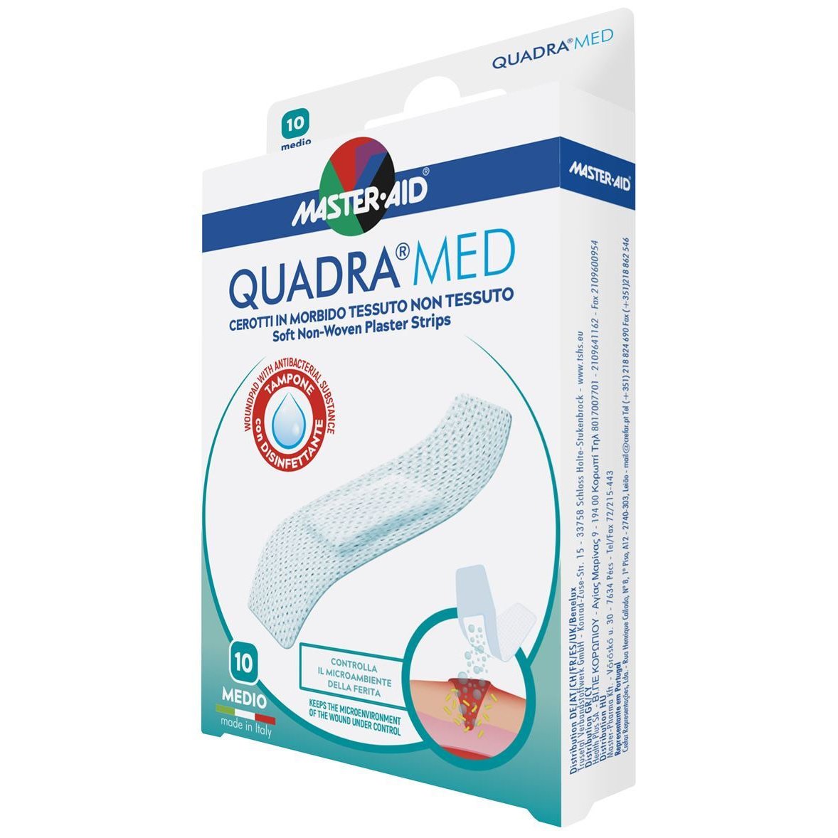 Master Aid Master Aid Quadra Med Medio Soft Non-Woven Plaster Strips 78x20mm Αυτοκόλλητο Επίθεμα Ιδανικό για Μικροτραύματα 10 Τεμάχια