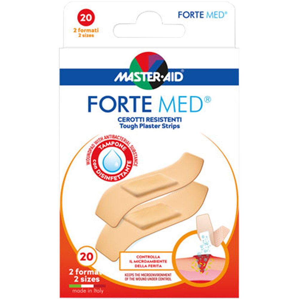 Master Aid Master Aid Forte Med Tough Plaster Strips Ανθεκτικά Επιθέματα Ιδανικά για Μικροτραύματα σε Δύο Μεγέθη 20 Τεμάχια
