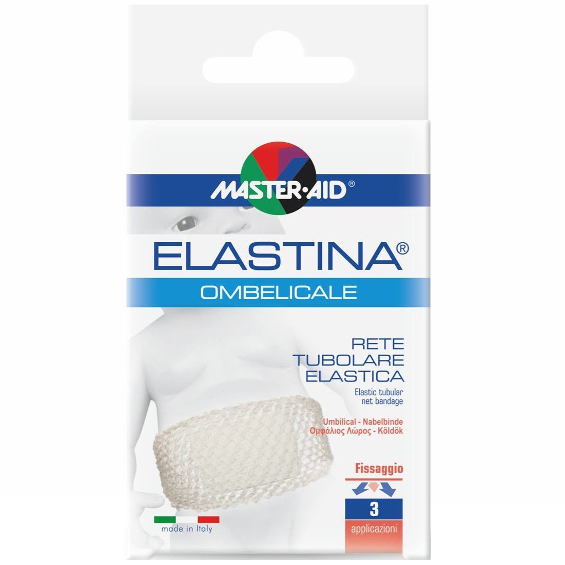 Master Aid Elastina Ombelicale Ελαστικός Σωληνοειδής Δικτυωτός Επίδεσμος με 3 Επιθέματα για τον Ομφάλιο Λώρο 1 Τεμάχιο
