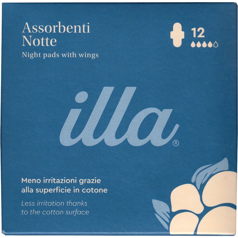 Illa Care Βαμβακερές Σερβιέτες Νύχτας με Φτερά 12τμχ