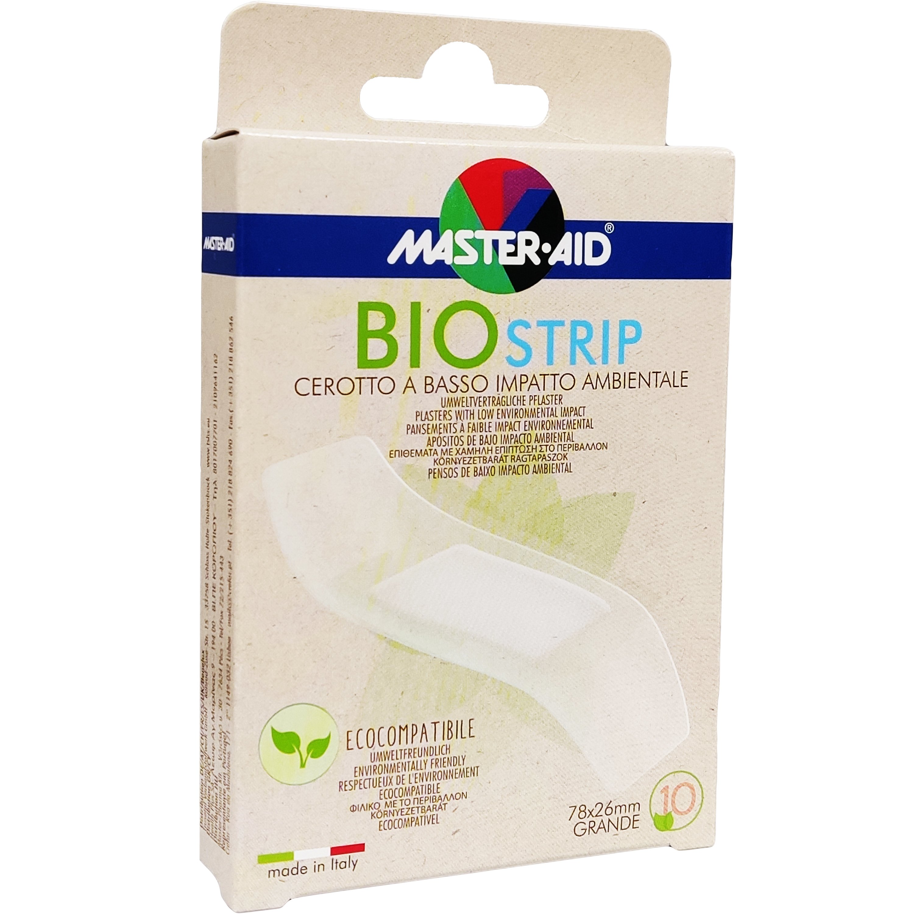 Master Aid Bio Strip 78mm x 26mm Grande Καινοτόμο Οικολογικό Επίθεμα Ιδανικό για Μικροτραύματα 10 Τεμάχια