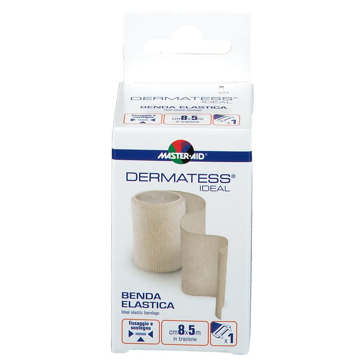 Master Aid Dermatess Ideal Benda Elastica 8cm x 5m Ελαστικός Επίδεσμος Στερέωσης & Συγκράτησης 1 Τεμάχιο