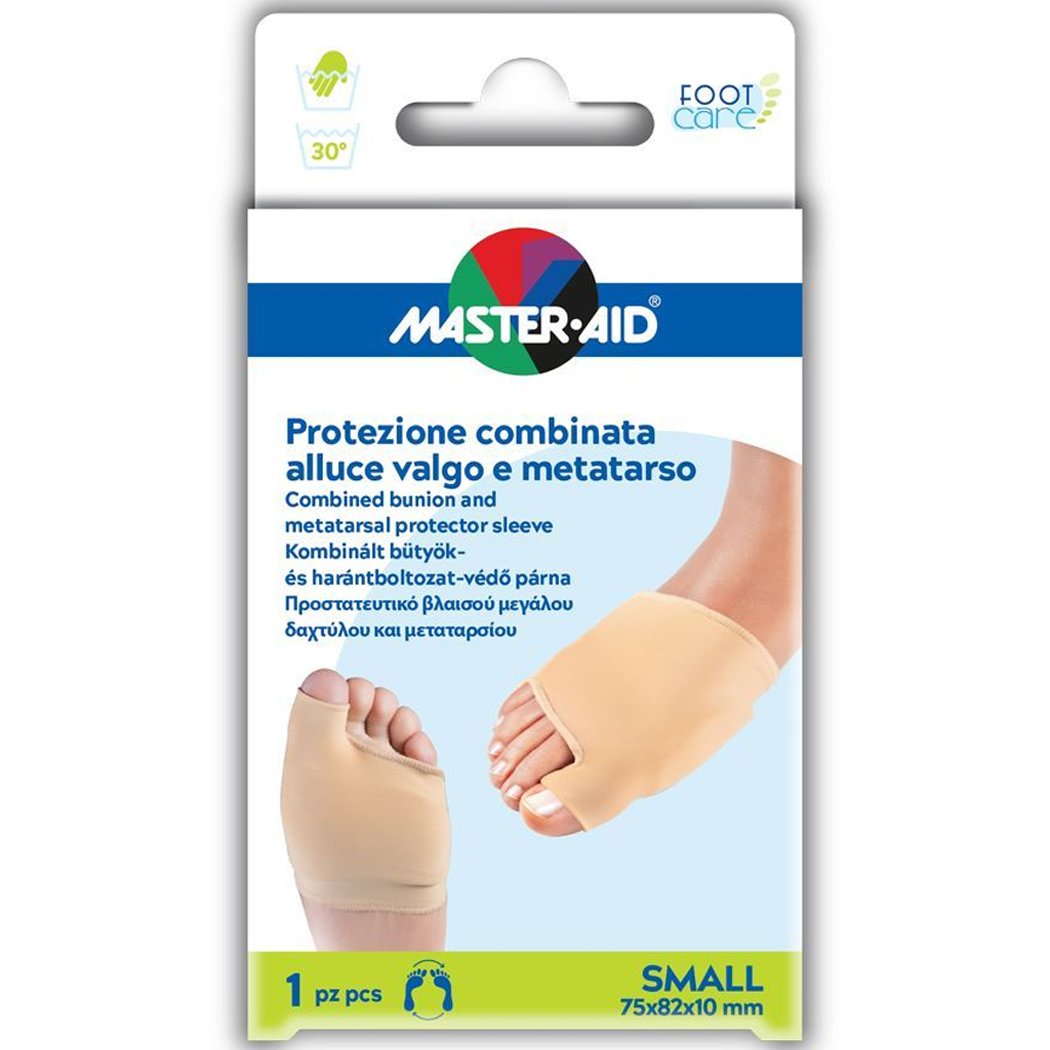 Master Aid Combined Bunion & Metatarsal Protector Sleeve Προστατευτική Θήκη για το Κότσι & το Μετατάρσιο 1 Τεμάχιο – Small 75x82x10mm
