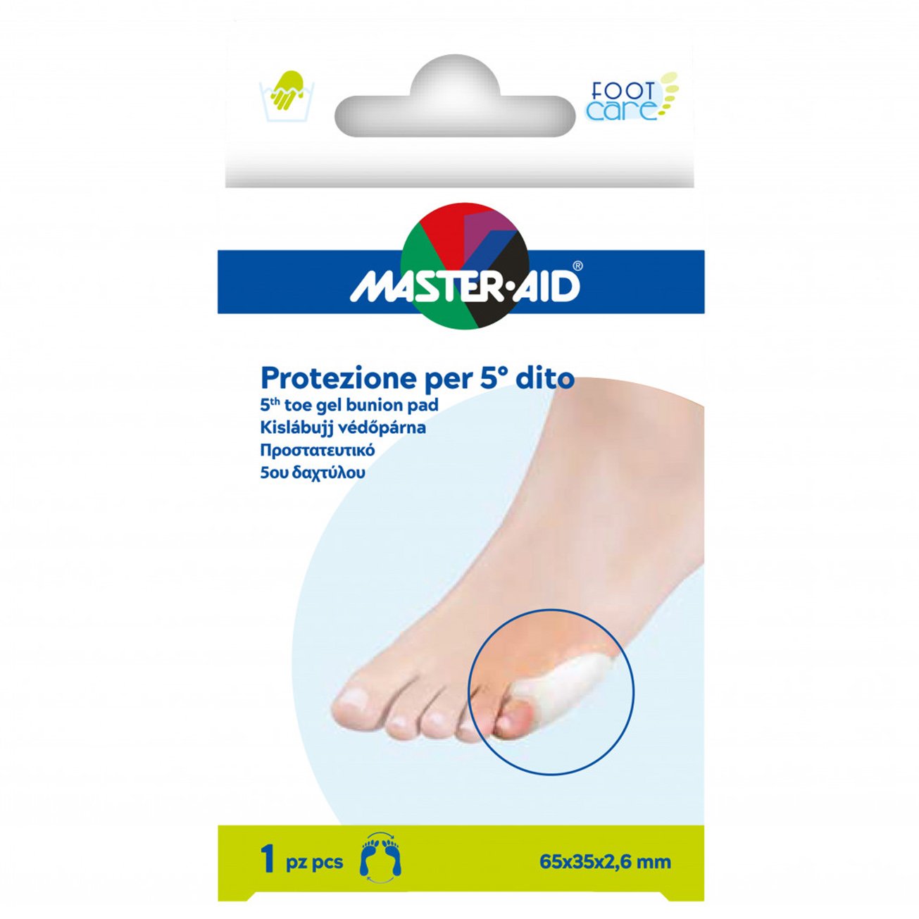 Master Aid 5th Toe Gel Bunion Pad Προστατευτικό Επίθεμα Gel για το Μικρό Δάχτυλο του Ποδιού 65x35x2.6mm 1 Τεμάχιο