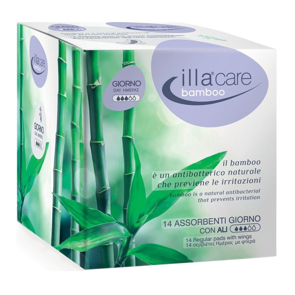 Illa Care Bamboo Absorbent Day Σερβιέτες Ημέρας με Φτερά Κατά των Ερεθισμών με Αντιβακτηριακές Ιδιότητες 14 Τεμάχια