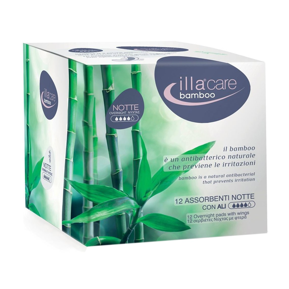 Illa Care Bamboo Absorbent Night Σερβιέτες Νύχτας με Φτερά Κατά των Ερεθισμών με Αντιβακτηριακές Ιδιότητες 14 Τεμάχια