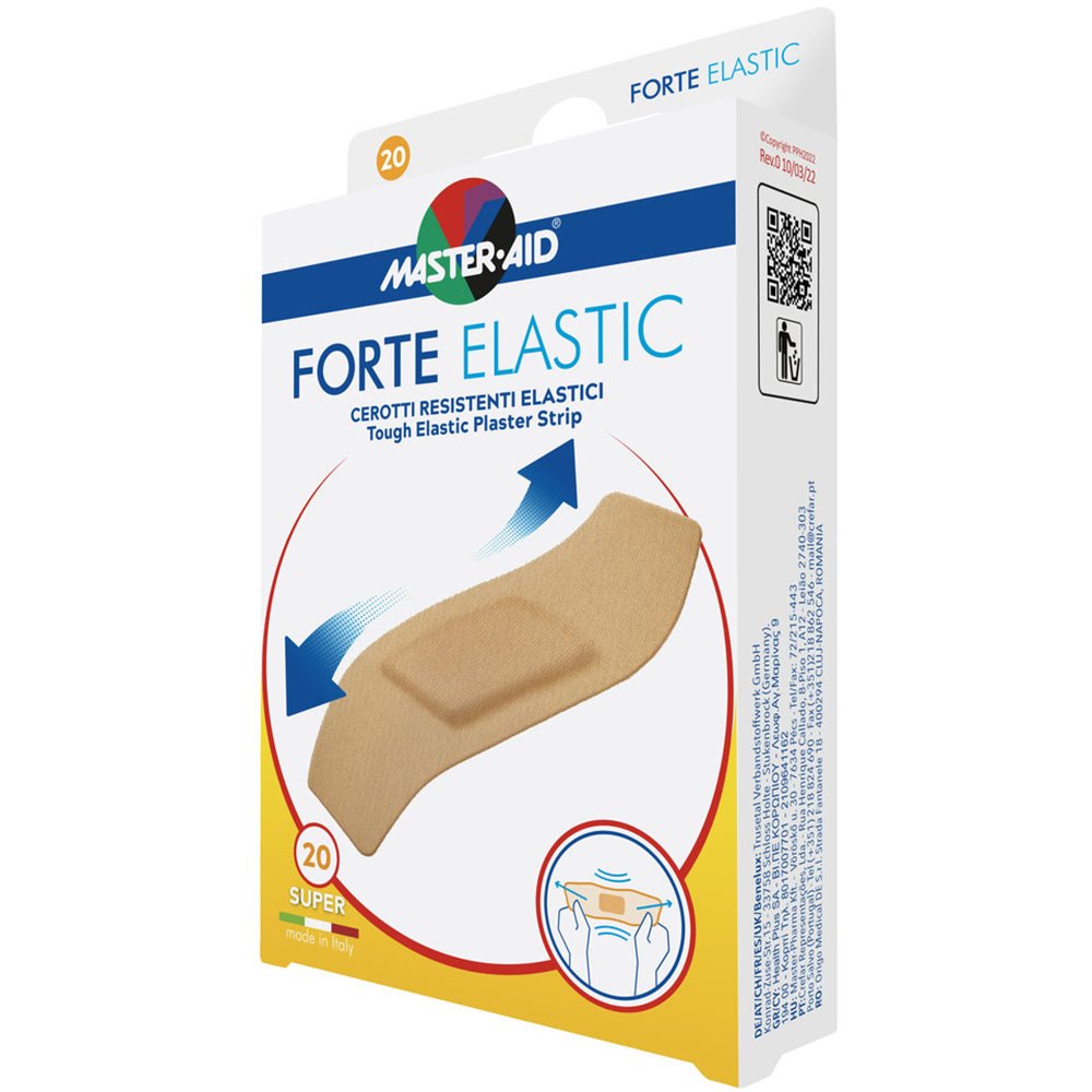 Master Aid Master Aid Forte Elastic Tough Elastic Plaster Strip 86x39mm Μπεζ Ελαστικά Αυτοκόλλητα Επιθέματα για Προστασία από Τραυματισμούς 20 Τεμάχια