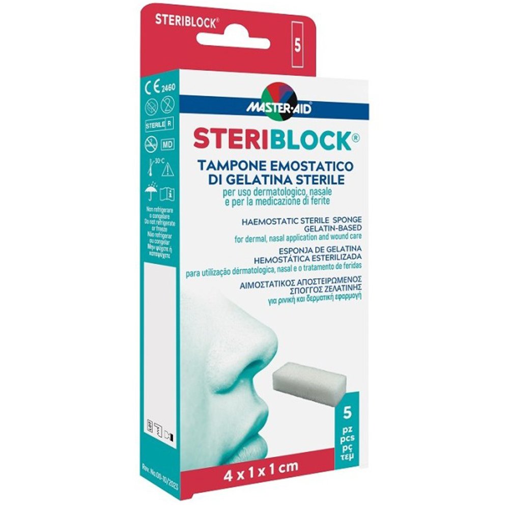 Master Aid Master Steriblock Gelatin-Based Haemostatic Sterile Sponge Αιμοστατικός Αποστειρωμένος Σπόγγος Ζελατίνης 5 Τεμάχια