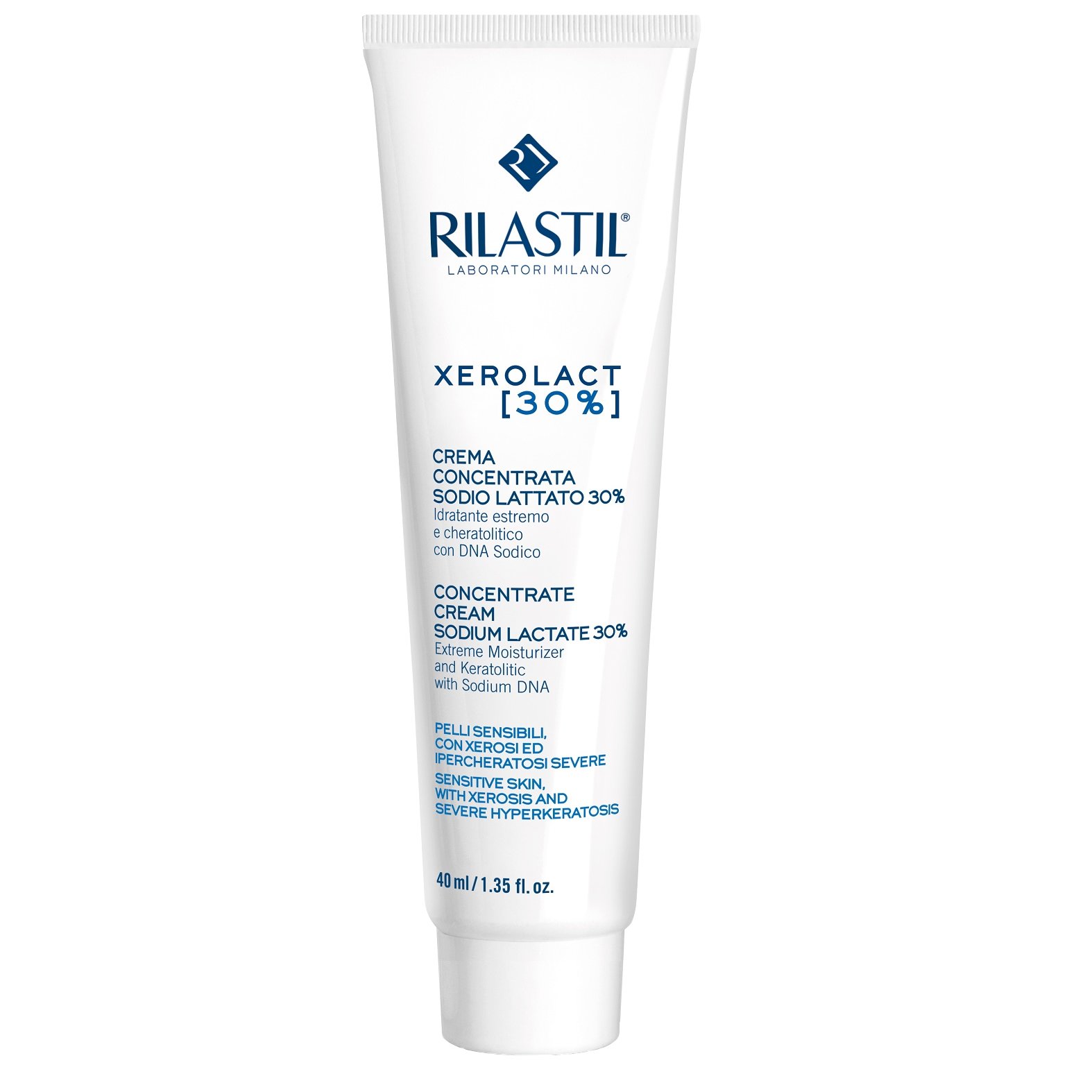 Rilastil Xerolact Concentrate Cream Sodium Lactate 30%, Συμπυκνωμένη Κρέμα για Ισχυρή Ενυδάτωση & Κερατολυτική Δράση 40ml