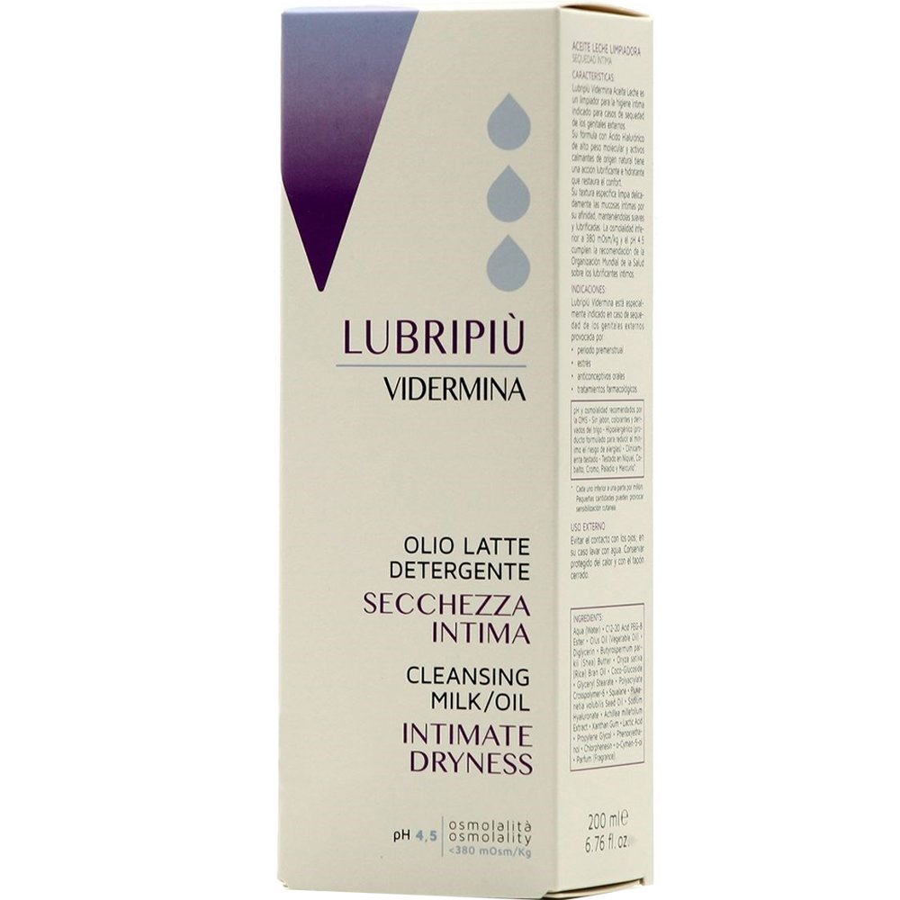 Vidermina Lubripiu Cleansing Milk Oil pH 4.5 Καθαριστικό Γαλάκτωμα για την Ευαίσθητη Περιοχή με Σύνθεση Υαλουρονικού Οξέως, 200ml