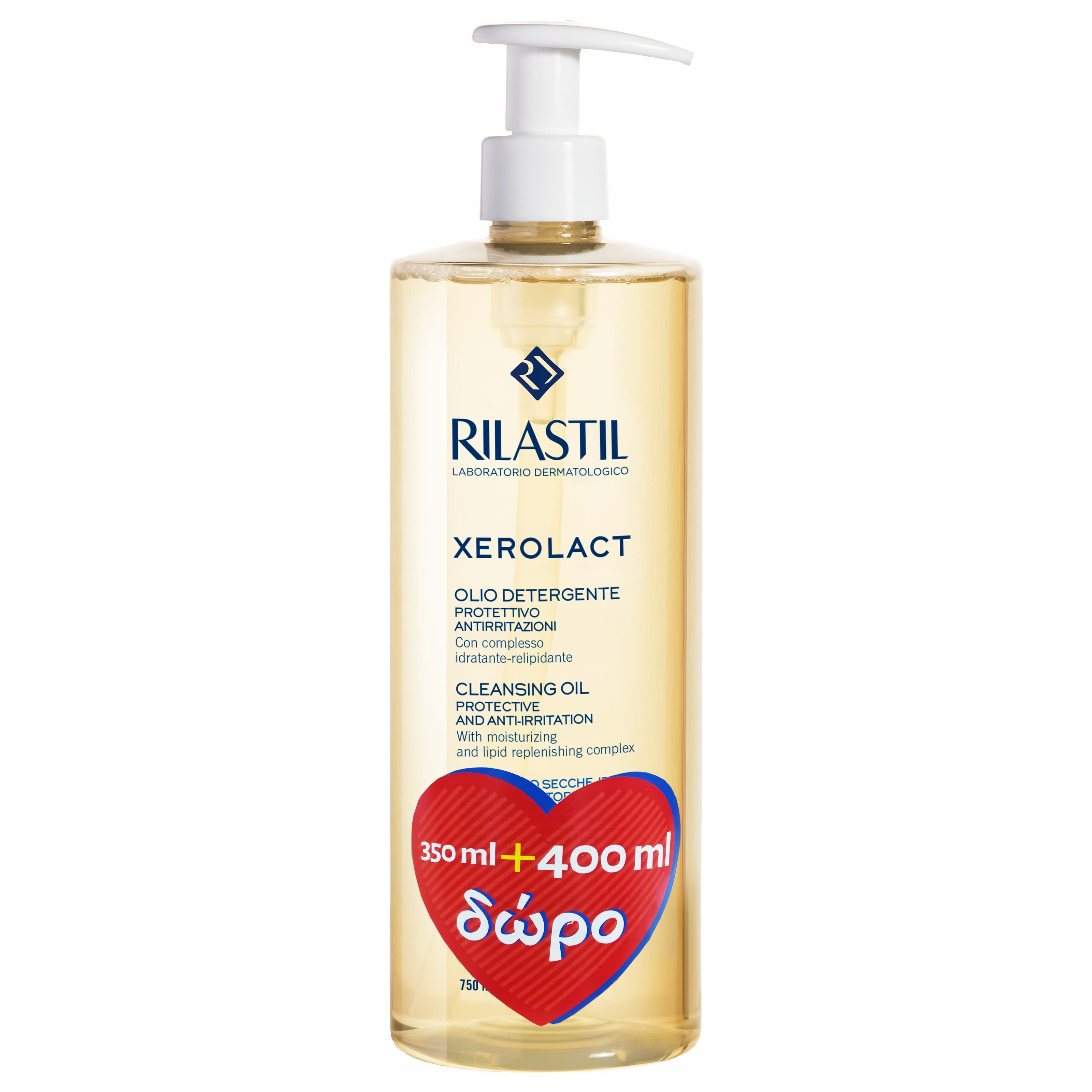 Rilastil Xerolact Protective & Anti-Irritation Cleansing Body Oil Έλαιο Καθαρισμού Σώματος Αναπλήρωσης Λιπιδίων για Ευαίσθητες Επιδερμίδες με Τάση Ατοπίας 750ml