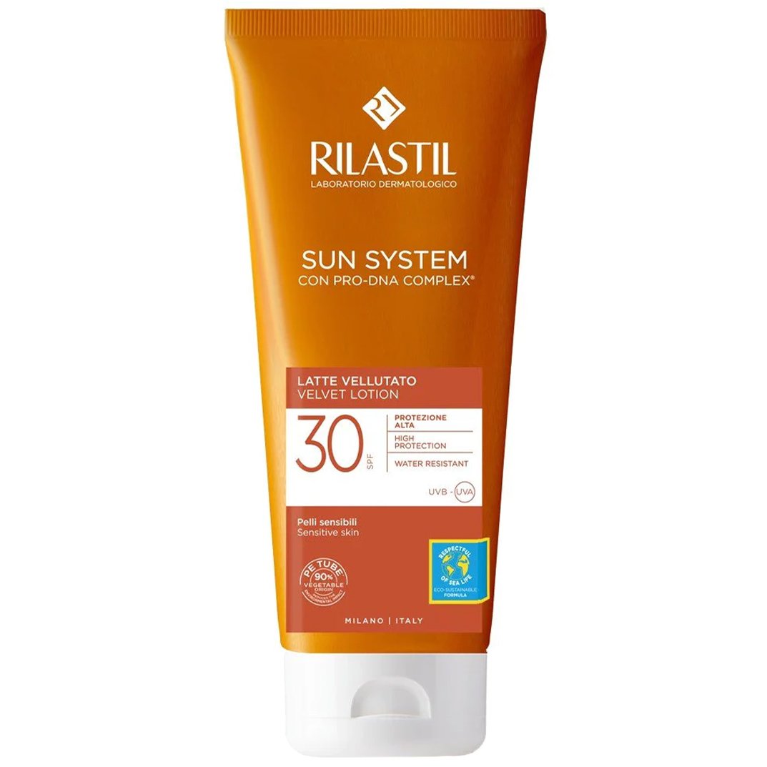 Rilastil Sun System Velvet Lotion Spf30, Αντηλιακό Γαλάκτωμα Προσώπου, Σώματος Υψηλής Προστασίας 200ml