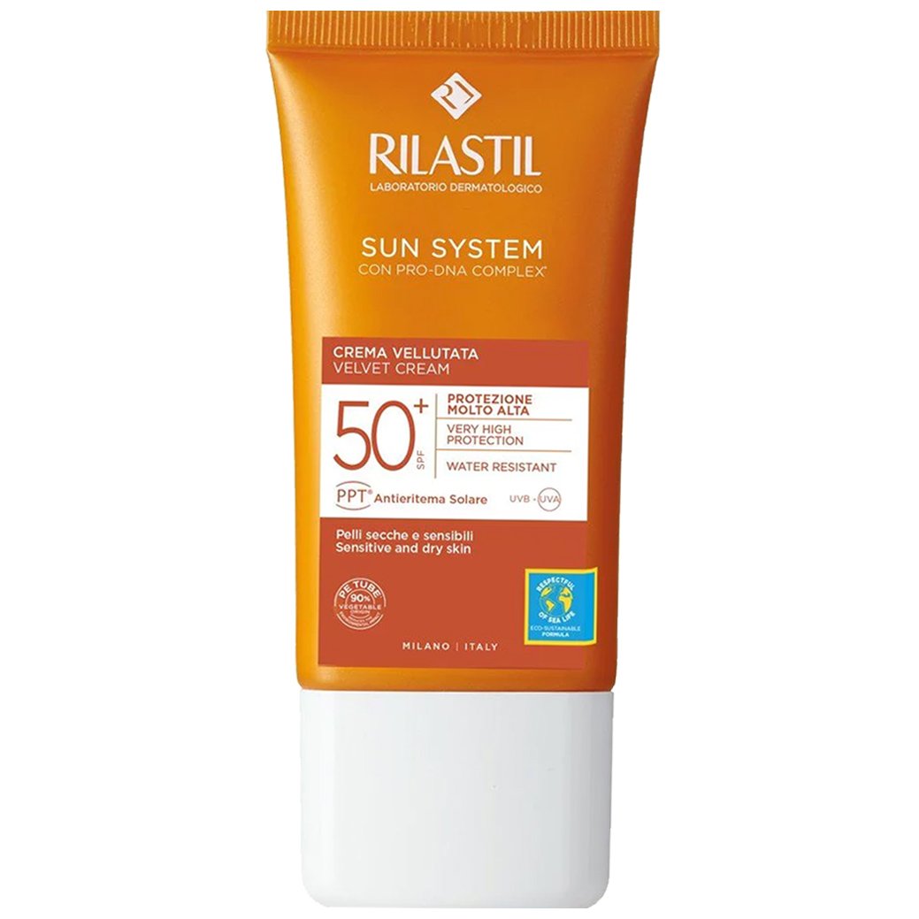 Rilastil Sun System Velvet Face Cream Spf50+ Αντηλιακή, Ενυδατική Κρέμα Προσώπου Πολύ Υψηλής Προστασίας 50ml