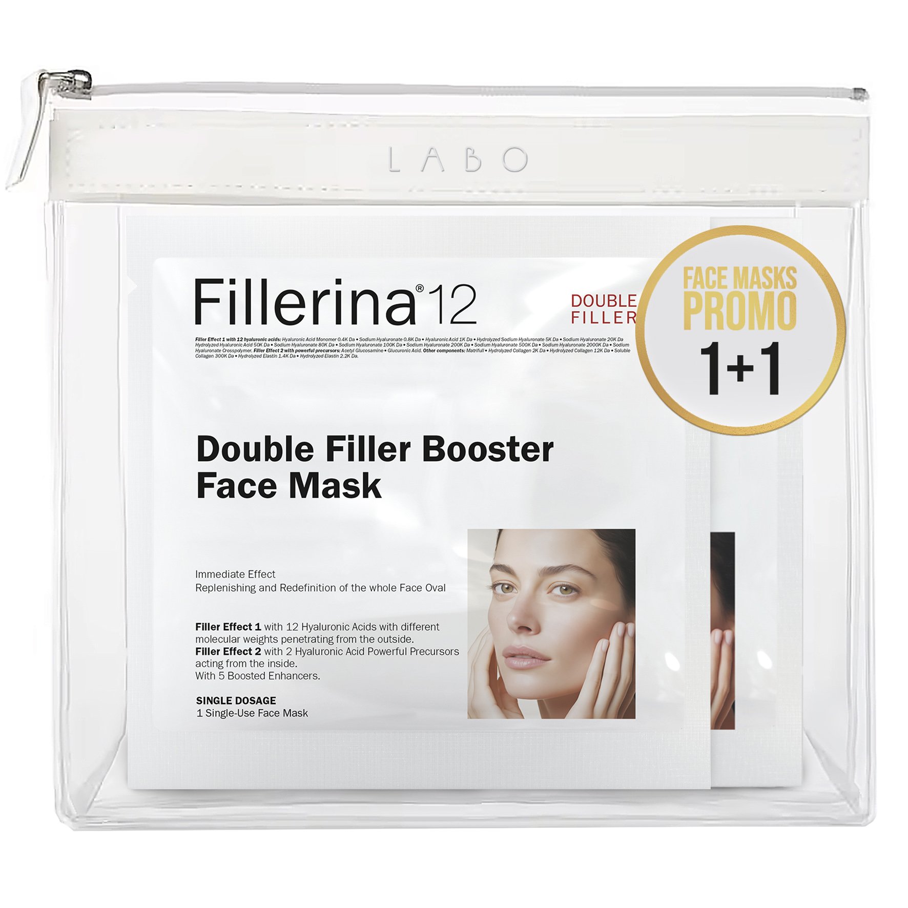 Fillerina Fillerina Promo 12 Double Filler Booster Face Mask 2 Τεμάχια & Δώρο Νεσεσέρ 1 Τεμάχιο