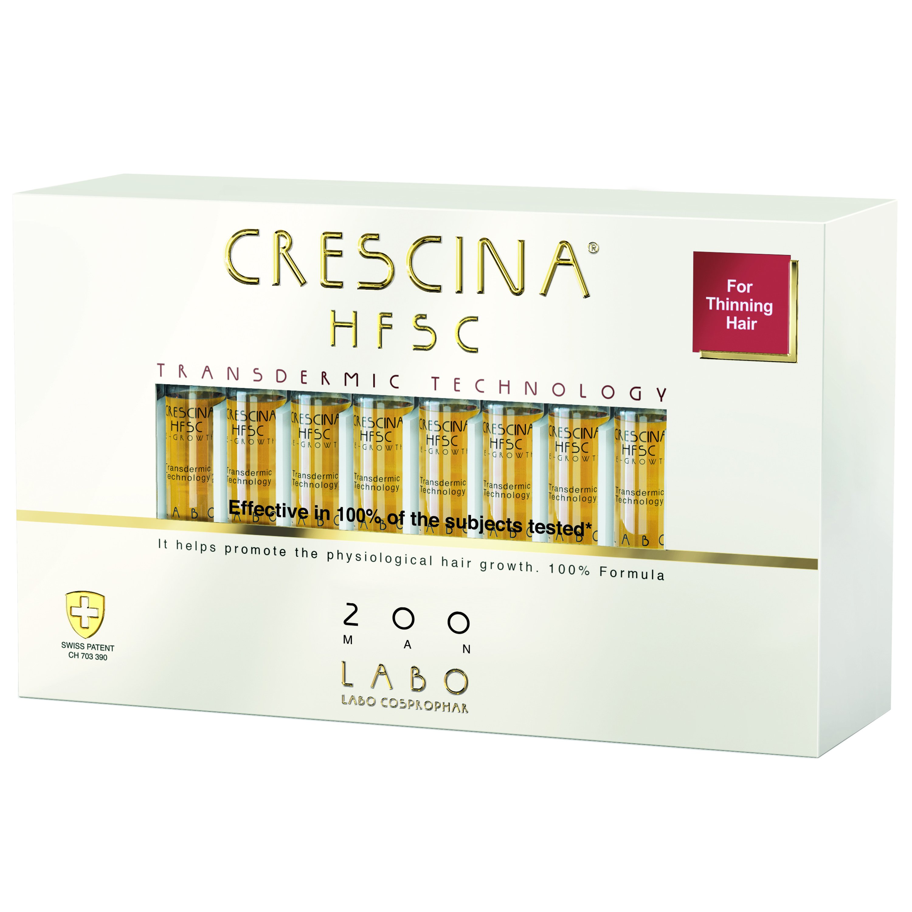 Crescina Crescina Transdermic HFSC Man Treatment Αγωγή με Ειδικά Σχεδιασμένη Ανδρική Σύνθεση για τα Αρχικά Στάδια Αραίωσης των Μαλλιών 20 Τεμάχια - 200