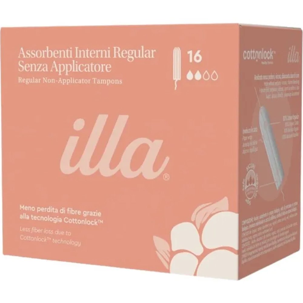 Health-Plus Illa Care Cottonlock Regular Tampon Ταμπόν Κανονικής Ροής από Οργανικό Βαμβάκι Ιδανικά & για Ευαίσθητο Δέρμα 16 Τεμάχια